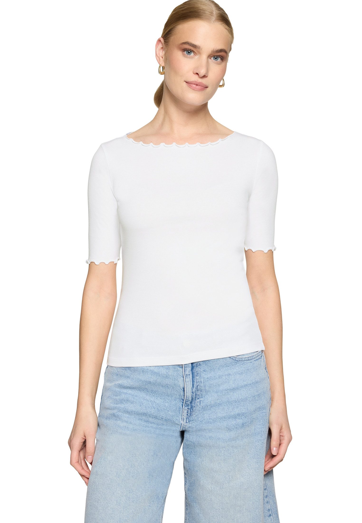 Kurzarmshirt Damen mit U-Boot-Ausschnitt