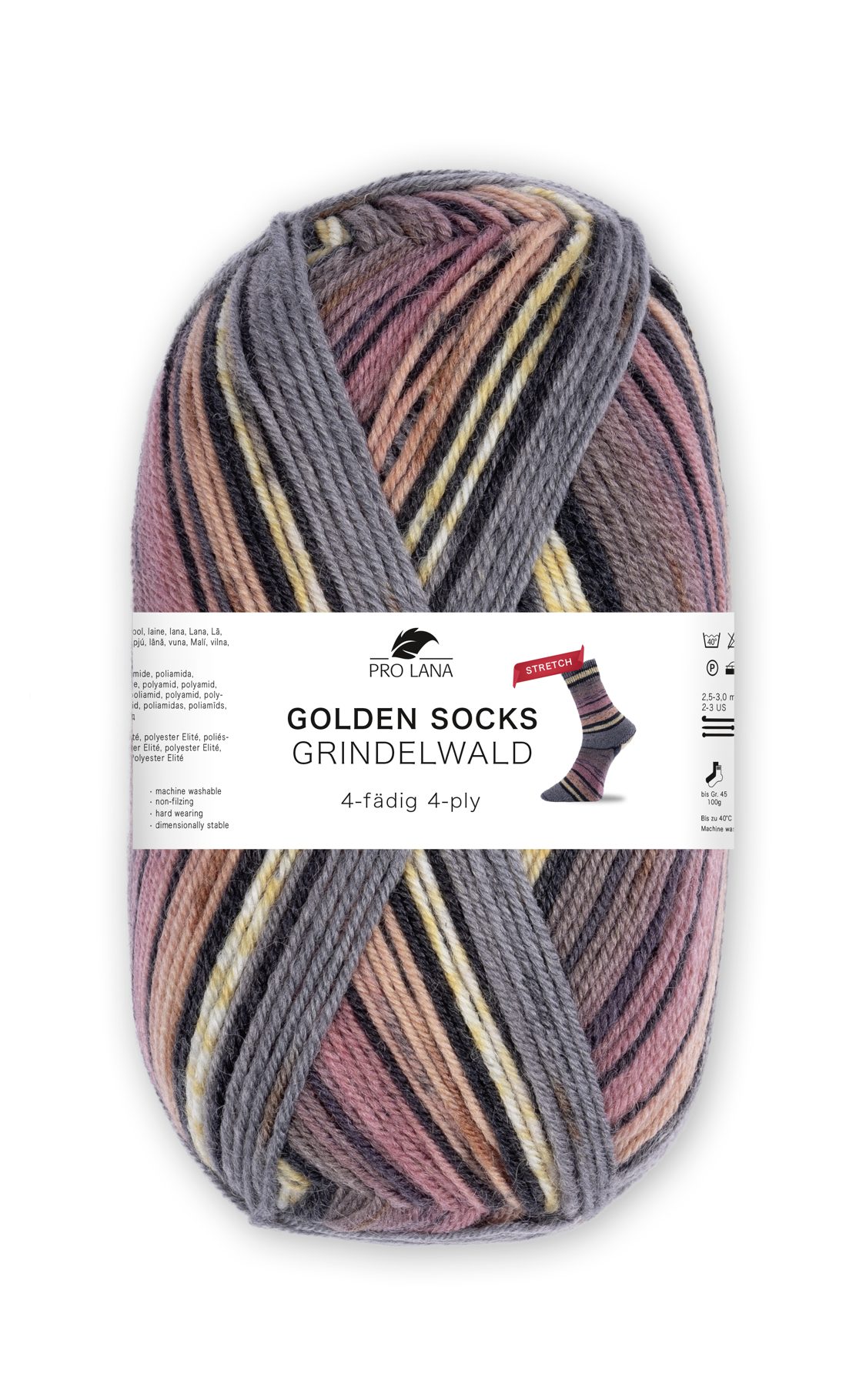 Pro Lana GRINDELWALD Stretch Häkelwolle, 400 m (Strapazierfähig, filzfrei und elastisch für perfekte Socken), 100 g