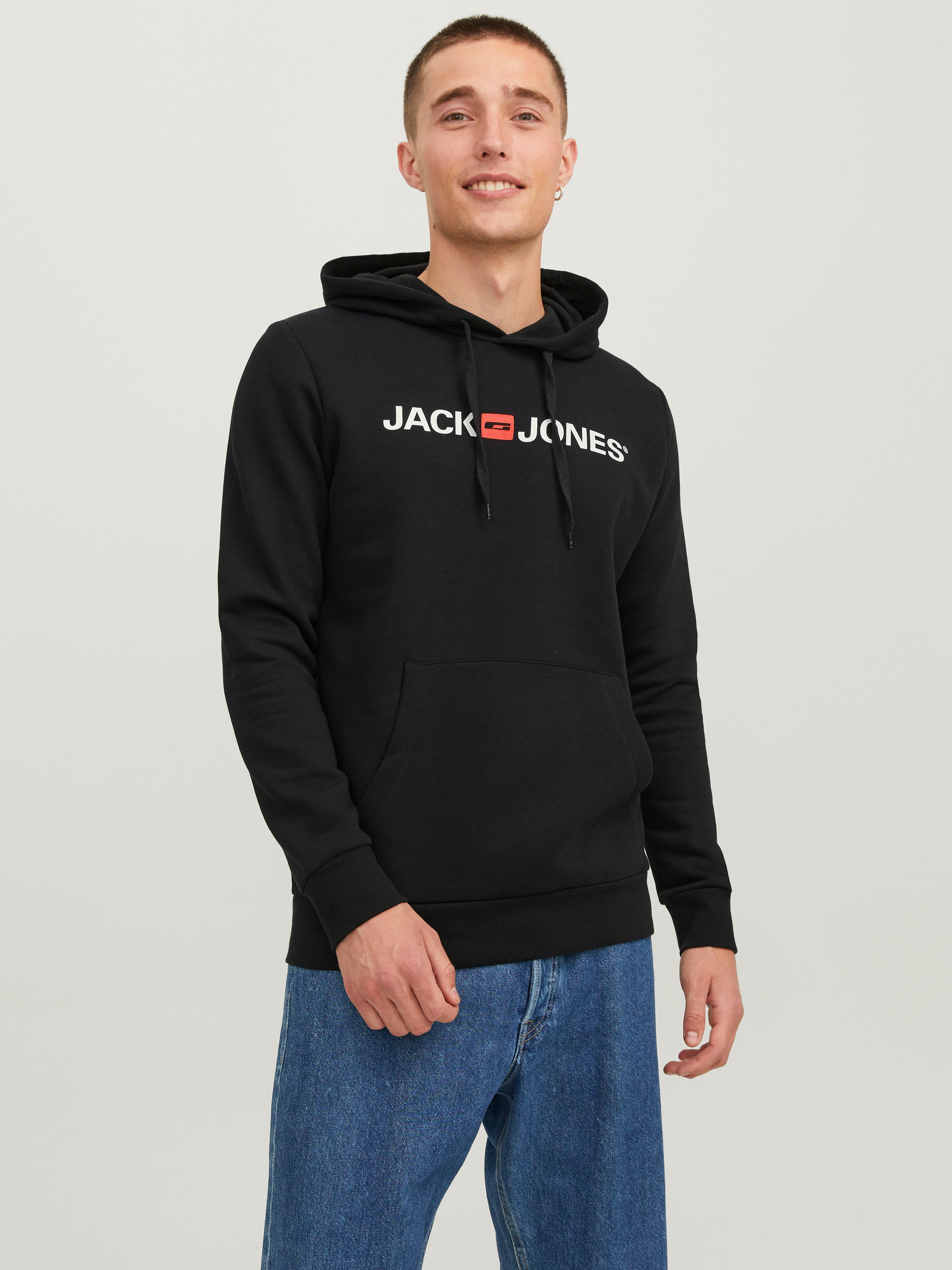 Jack & Jones Kapuzensweatshirt JJECORP Hoodie mit Logo und hohem Tragekomfort bedruckt, casual, regular fit, Baumwollmischung, Rundhals