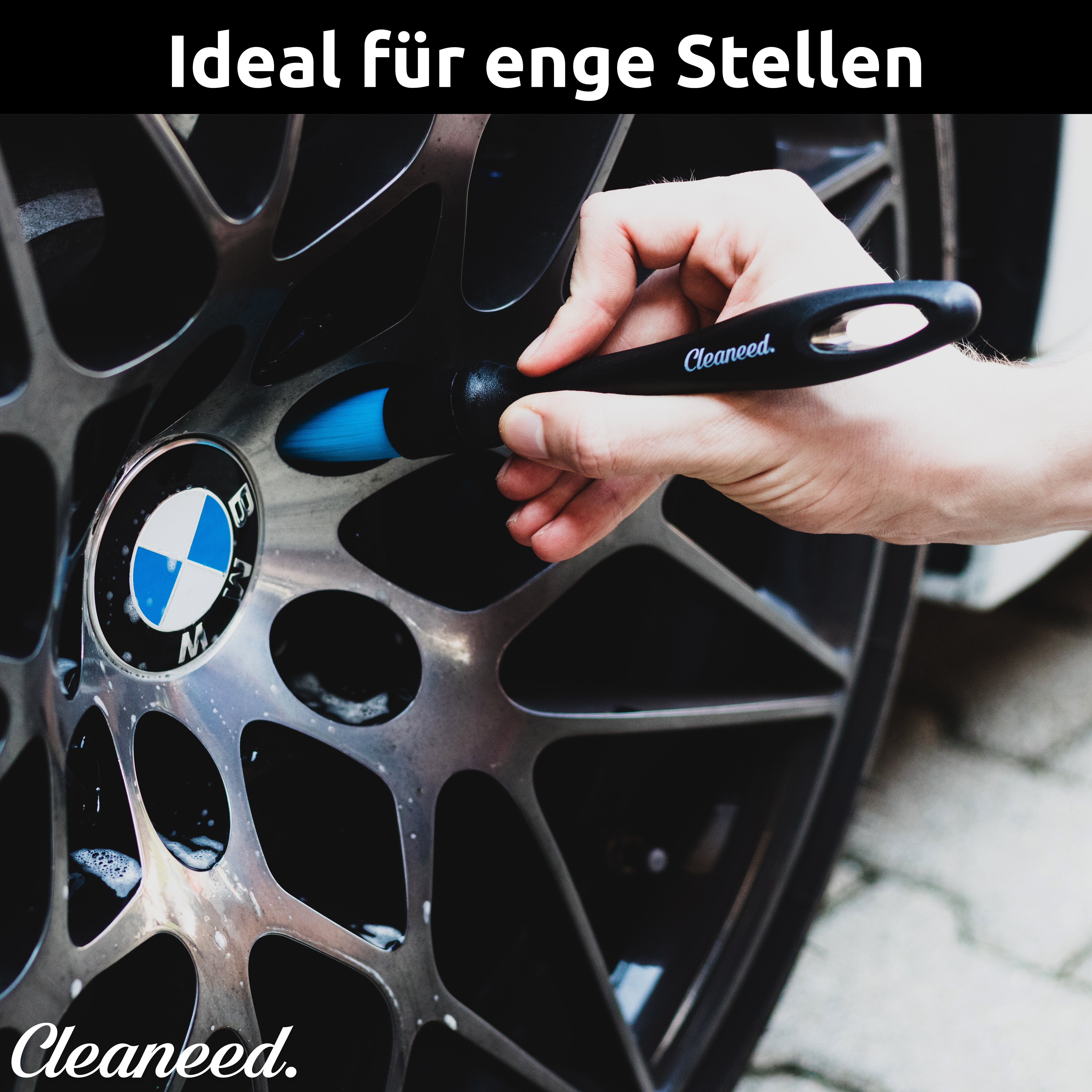 Cleaneed 4 Auto Pinsel und Felgenbürste Extra Autopflege Felgenpinsel, Für Einsatzzweck, Verschiedene - Innenraum, (5-tlg), 4+1 jeden Universalaufsätze, Set Detailing weich, schonend Pinsel, Chemikalienbeständig