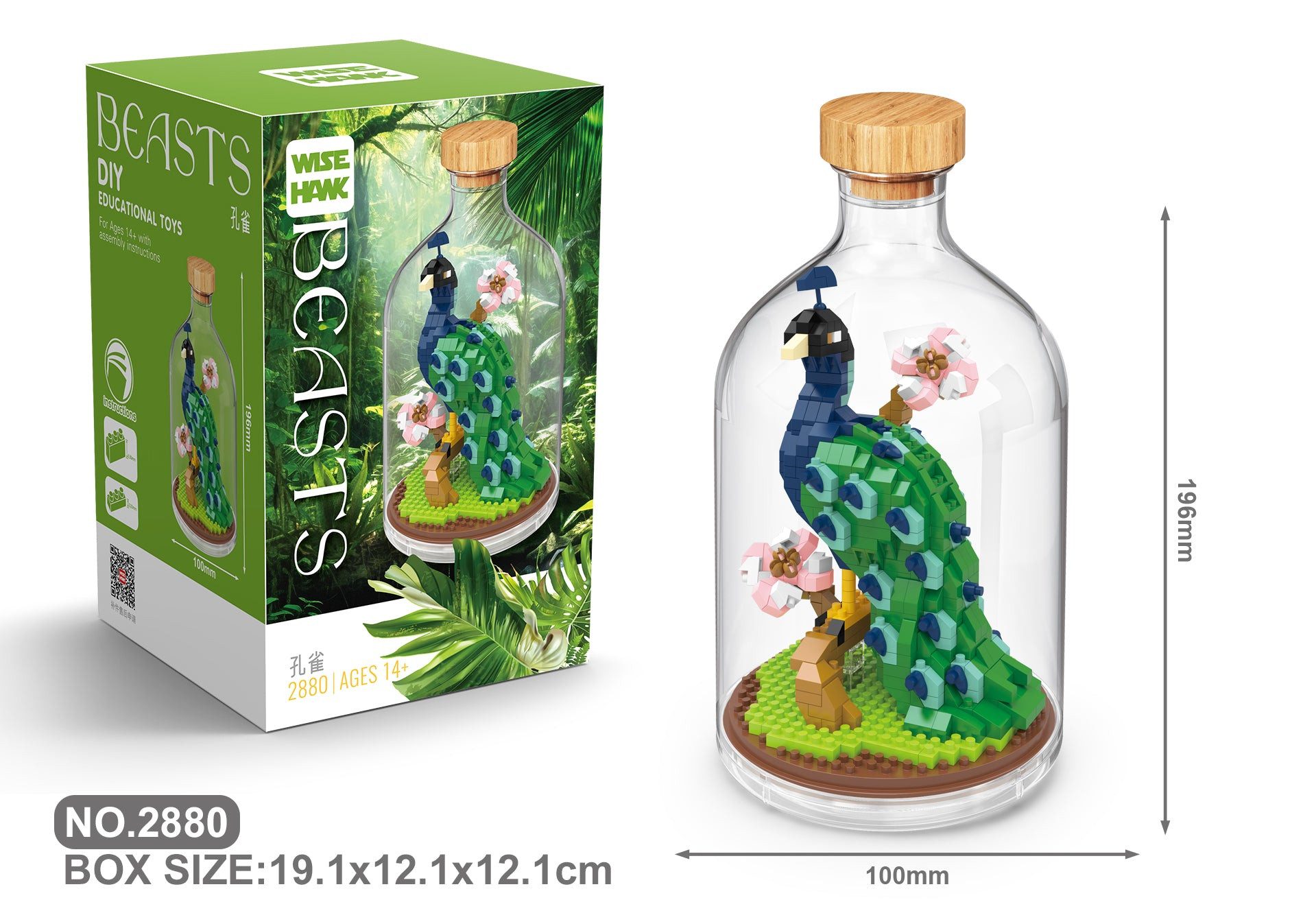 Tinisu Pfau Bausteine Modell Figur Klemmbausteine Flasche Micro-Bricks Konstruktions-Spielset