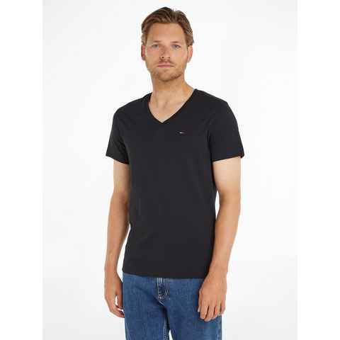 Tommy Jeans T-Shirt TJM ORIGINAL JERSEY V NECK TEE mit V-Ausschnitt und dezenter Logo-Flag