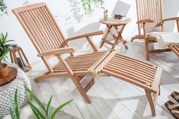 riess-ambiente Gartenliege EMPIRE TEAK 170cm braun, Einzelartikel, 1 St., Outdoor · Massivholz · klappbar · Sonnenliege · Deckchair · Balkon