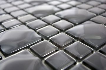 Mosani Mosaikfliesen Glasmosaik Crystal Mosaik schwarz glänzend / 10 Matten