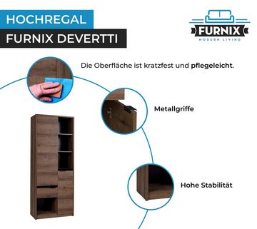 Furnix Regal Hochregal DEVERTTI R2D1SZ mit asymmetrischen Türen, B80 x H200 x T40 cm