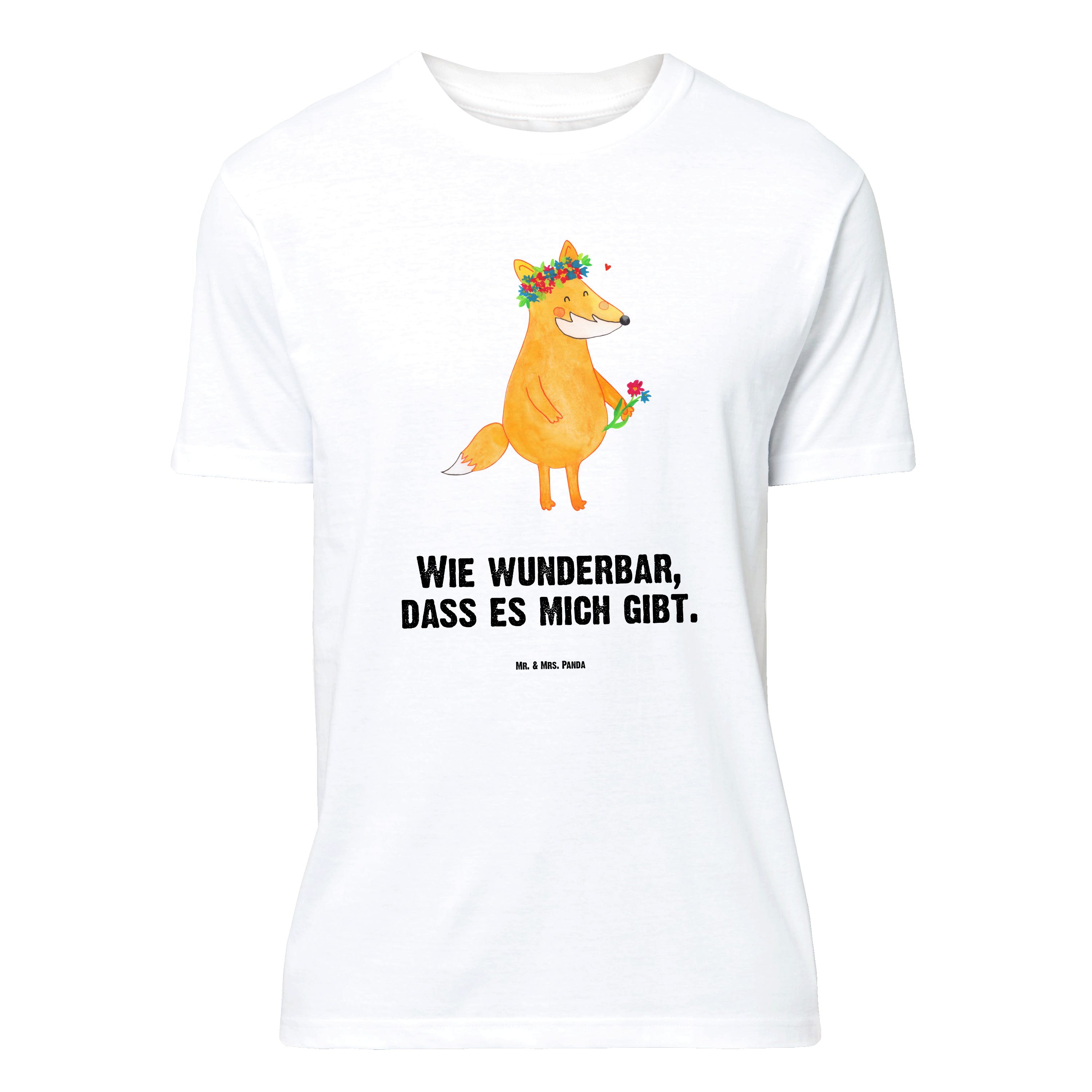 Mr. & Mrs. Panda T-Shirt Fuchs Blumen, Größe XXL T-Shirt, Weiß, Boho, Jubil günstig online kaufen
