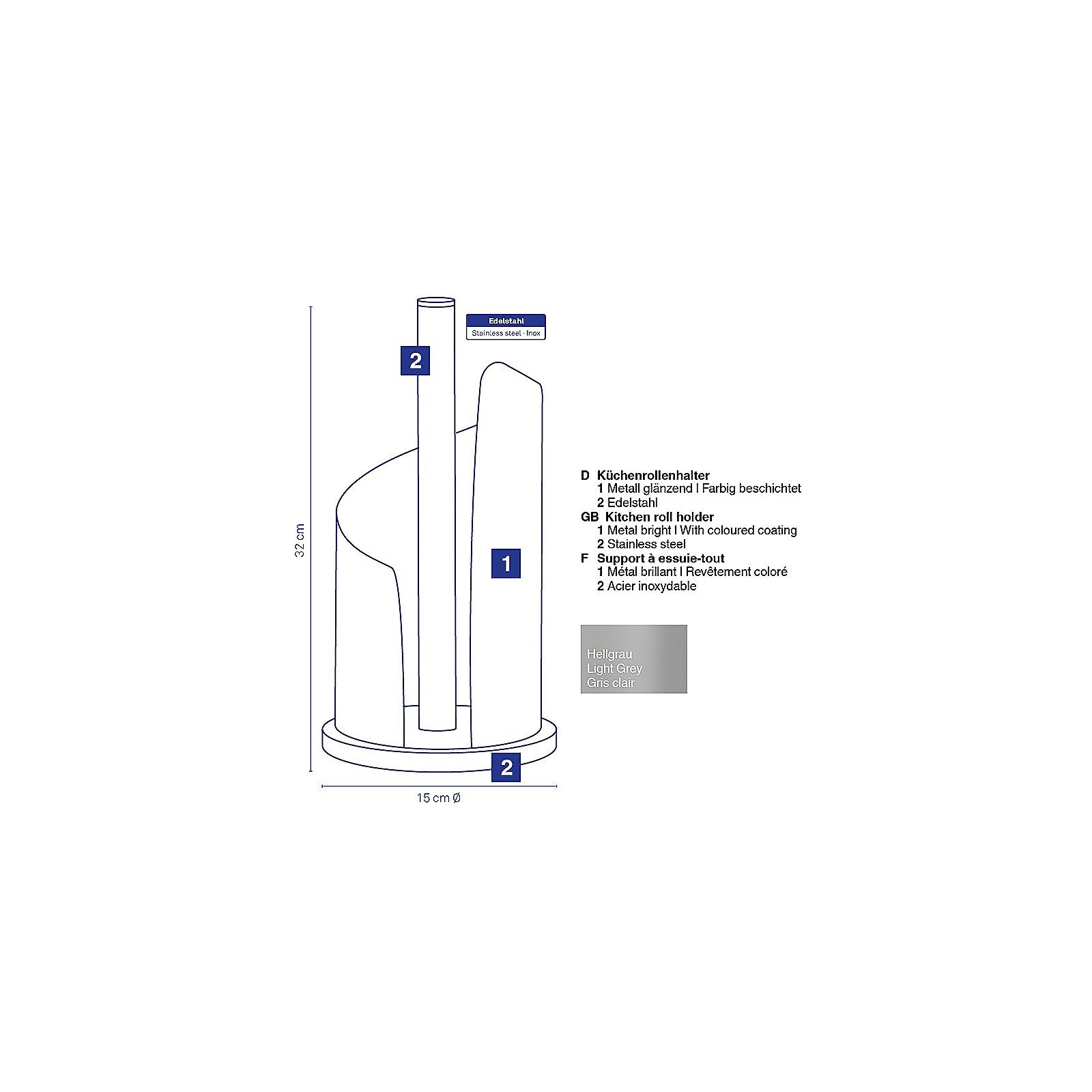 kela Küchenrollenhalter Stella, standfester Halter, breite Öffnung