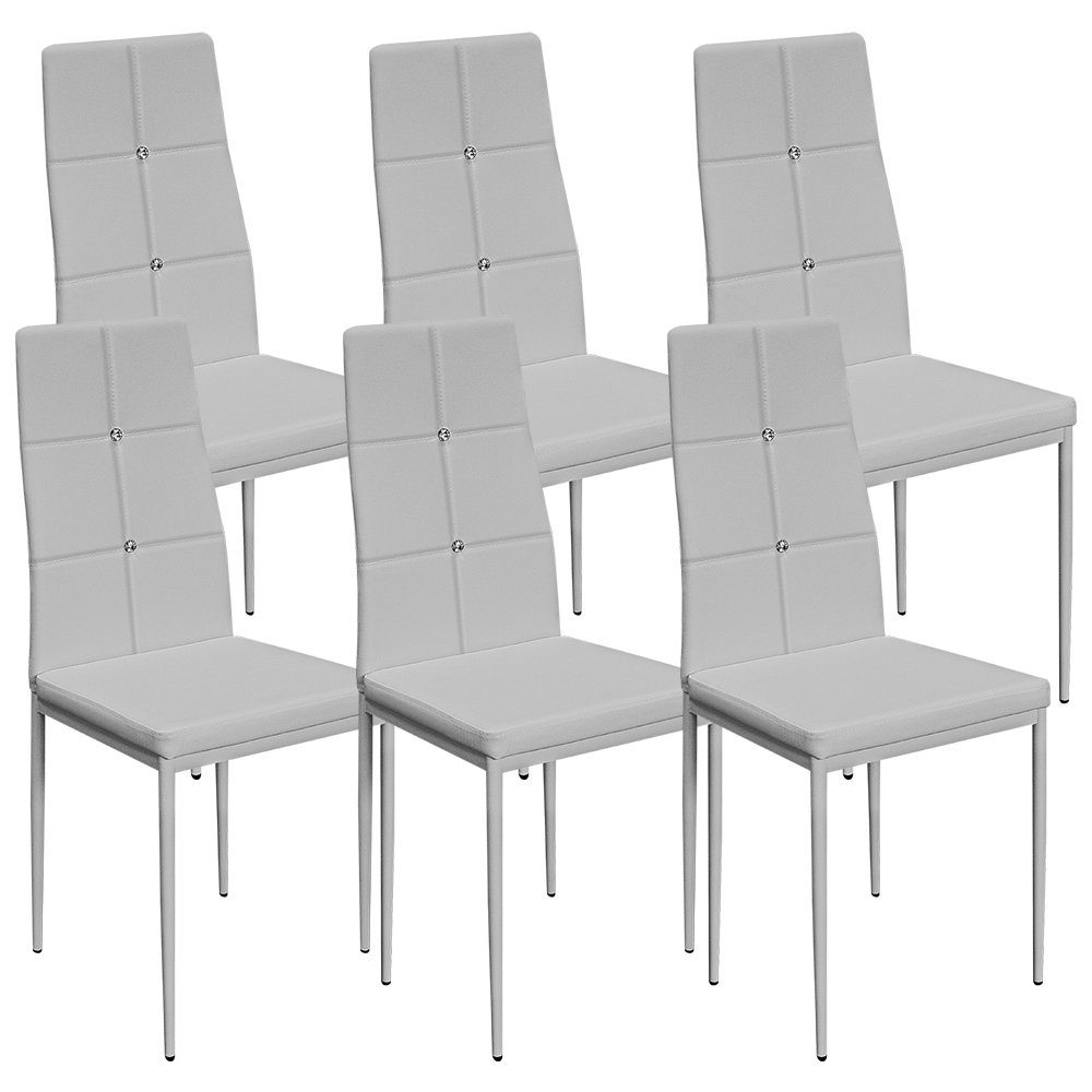 Deuba Stuhl, 6er Set Esszimmerstühle Gepolstert Kunstleder Metallbeine Küchenstuhl