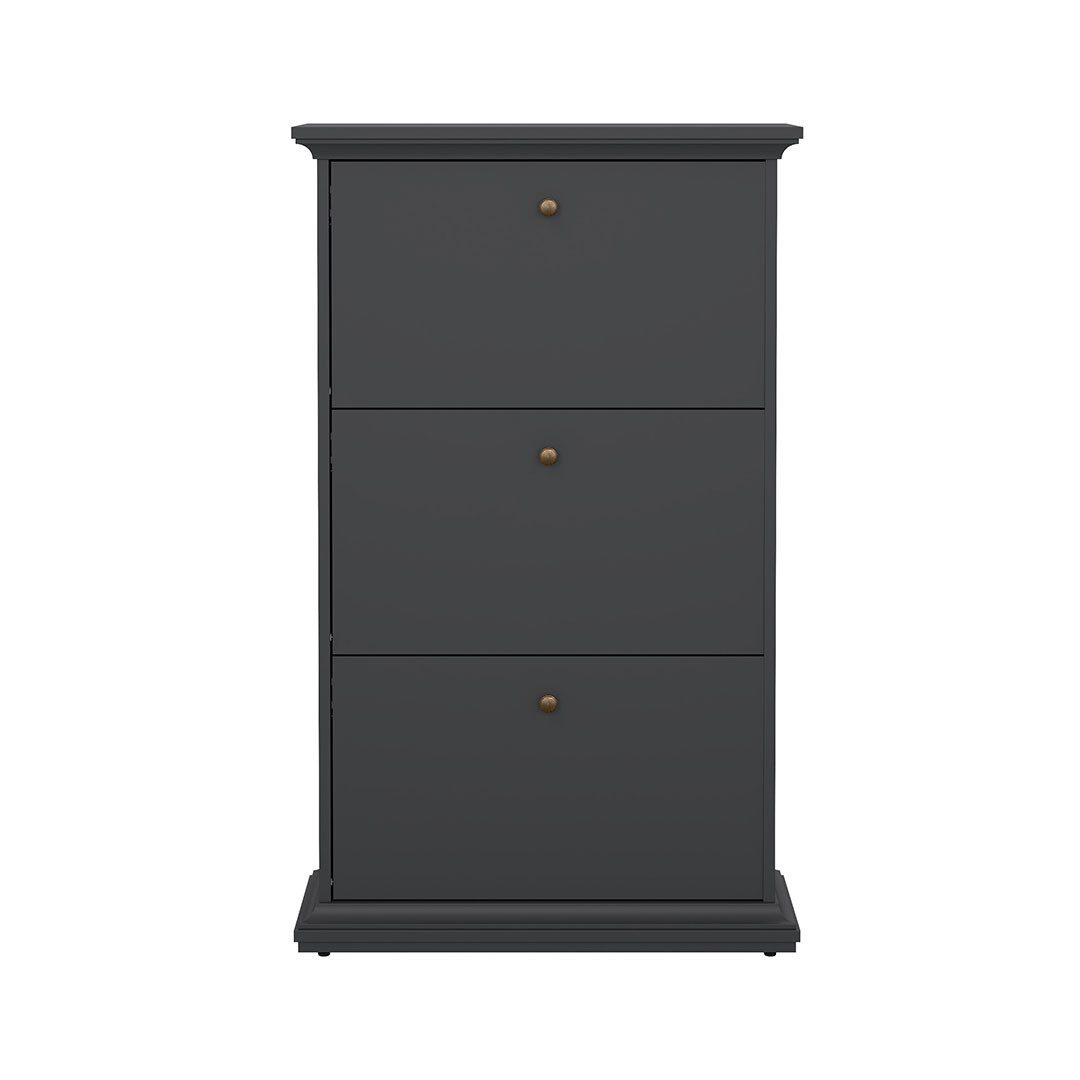 ebuy24 Schuhschrank Venedig Schuhschrank mit 3 Klappen matt grau.