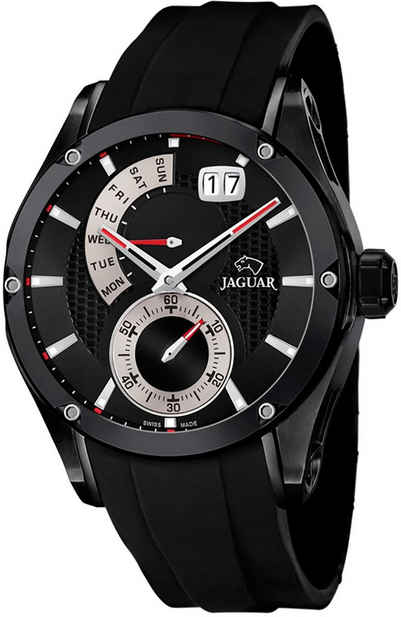 JAGUAR Quarzuhr Jaguar Herren Uhr Fashion J681/2 PUR, Herren Armbanduhr rund, PURarmband schwarz, Fashion