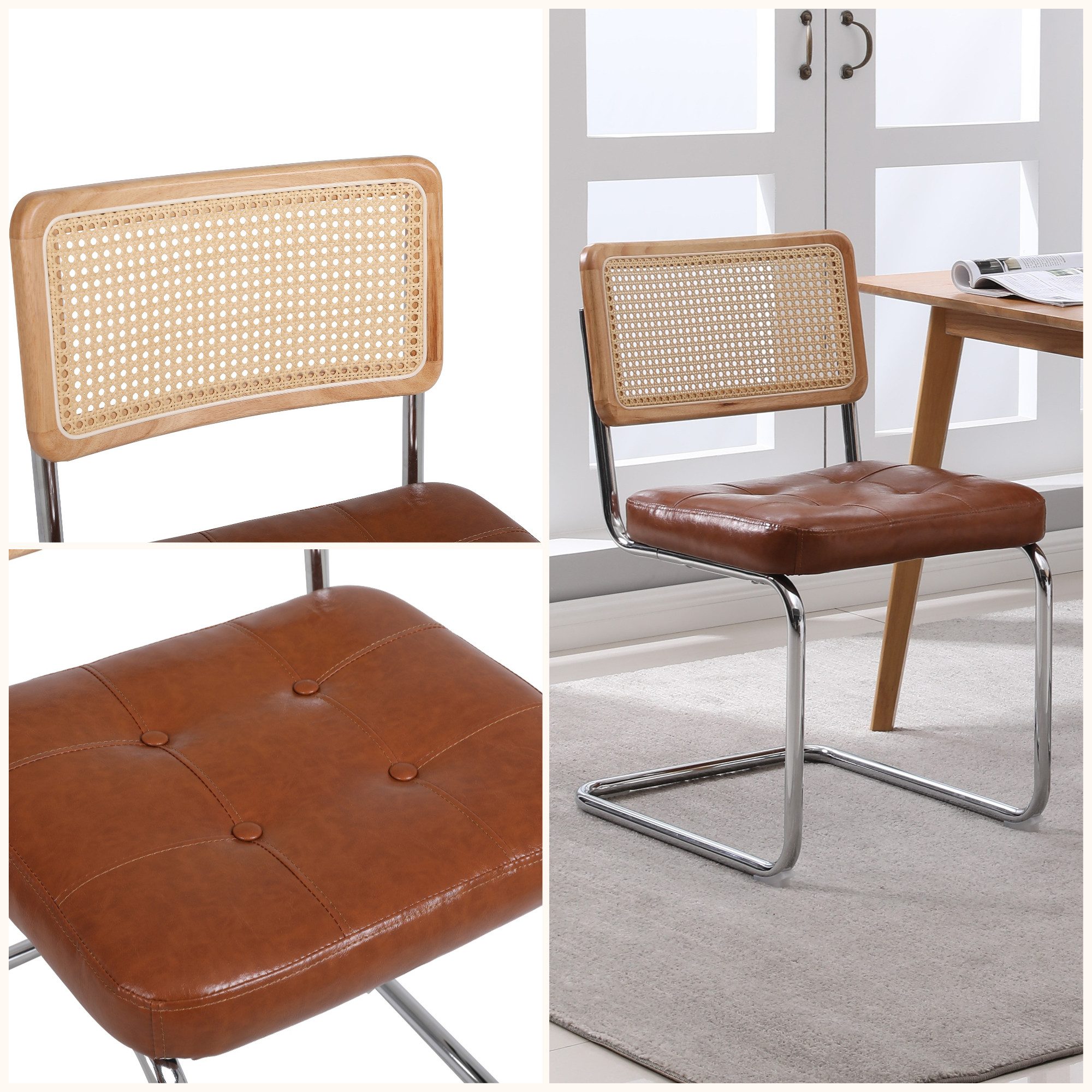 IDEASY Freischwinger (2 St) Rattan Leder günstig online kaufen