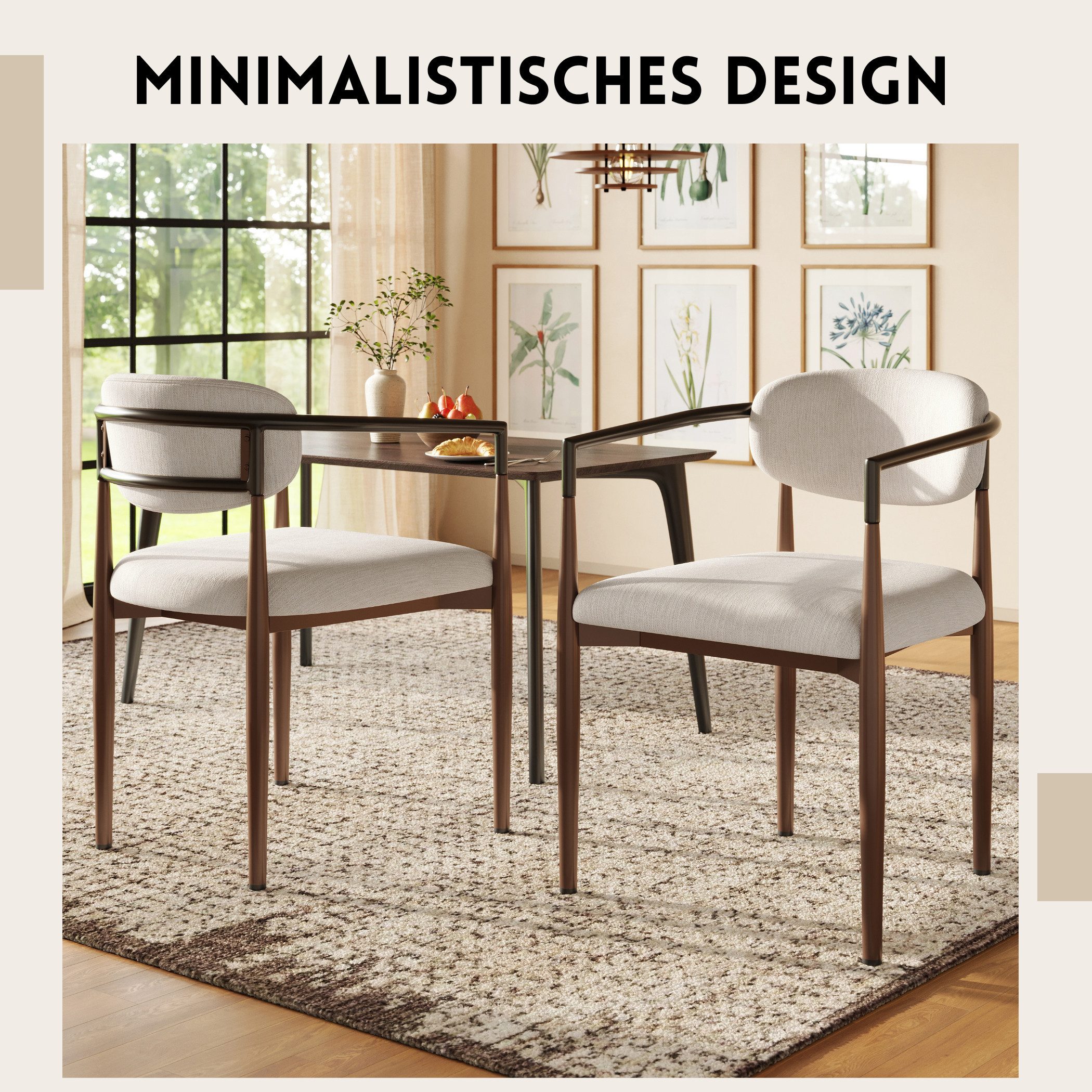 SeedWave Esszimmerstuhl 2er Set Esszimmerstühle Leinen Küchenstuhl mit Verstellbaren Füßen, 2 Teilger Wohnzimmerstuhl mit Schwammfüllung