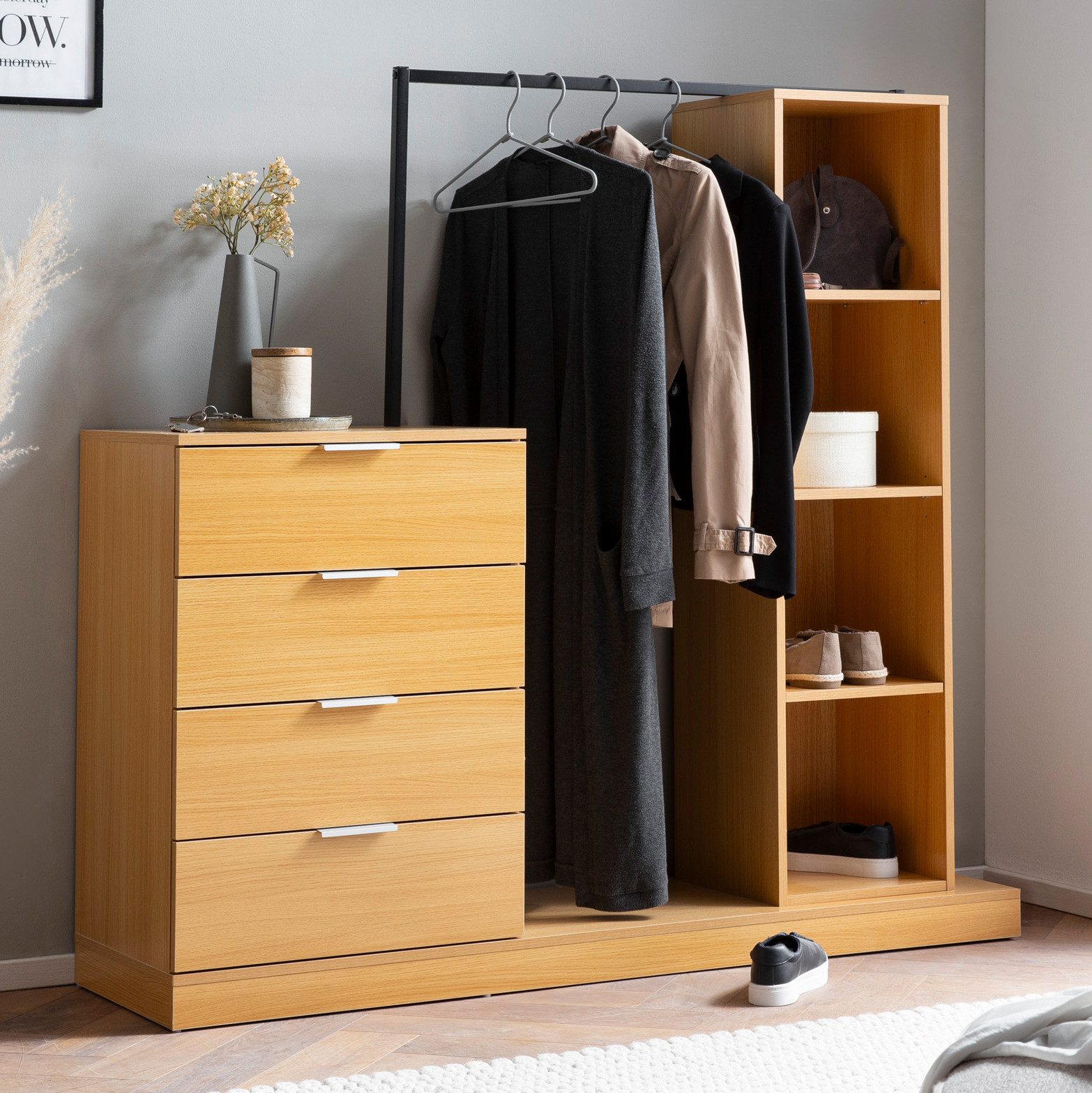 FINEBUY Garderobe FB100012 (Flurgarderobe mit Kommode günstig online kaufen