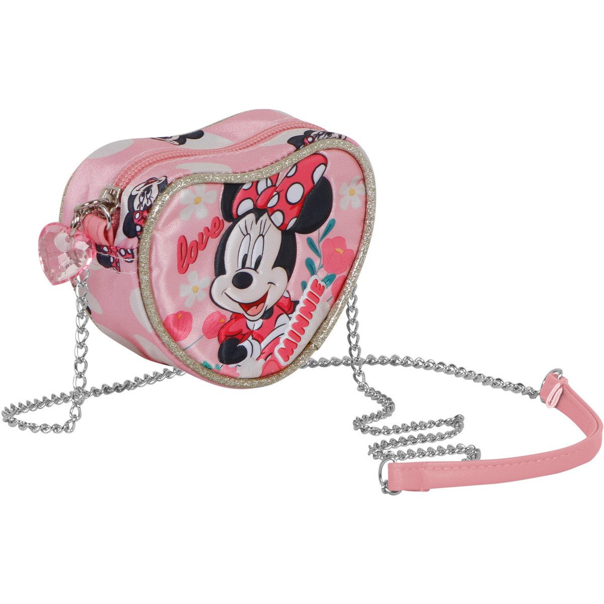 Disney Umhängetasche Minnie Mouse Garden-Mini Heart Unisex Kinder, Handtasche, Shopper, Crossbody Bag, Schultertasche, Hobo Bag