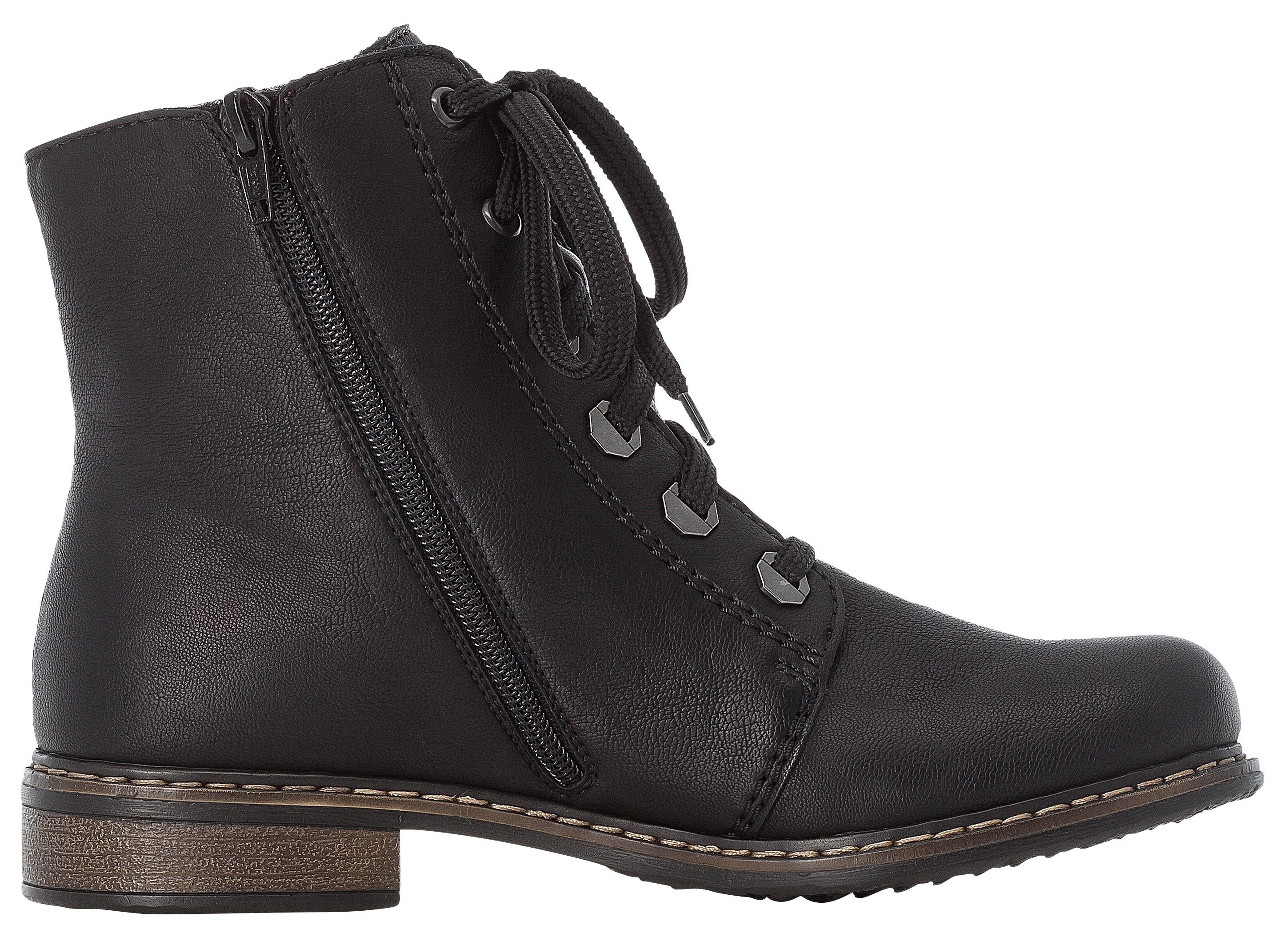 Rieker Schnürboots, Schnürstiefelette, Blockabsatz, mit Zierreißverschluss außen