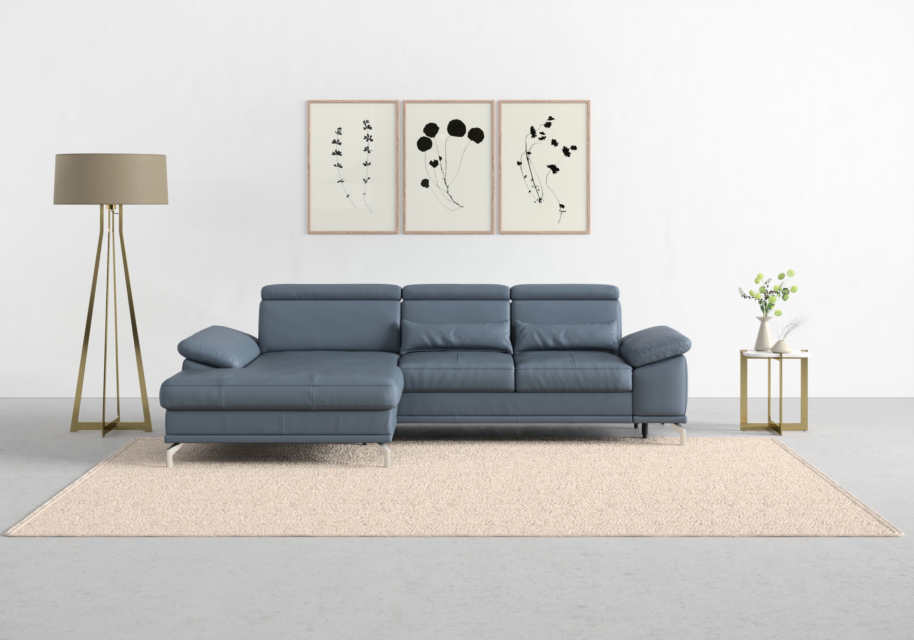 sit&more Ecksofa Cabrio L-Form, B: 295 cm, mit Sitztiefen-, Arm- & Kopfteilverstellung, 2 Nierenkissen, Federkern, optional Schlaffunktion und Stauraum