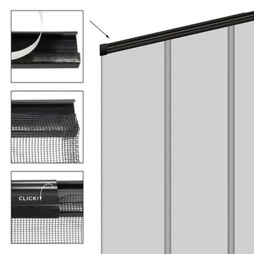 ECD Germany Fliegengitter-Gewebe Moskitonetz Insektenschutz Fliegenschutz Mückengitter Mückenschutz, 4-teiliger Vorhang 100x220cm individuell kürzbar verstärkter Rand