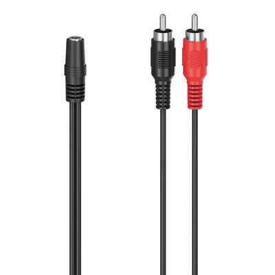 Hama Audio-Adapter, 2 Cinch-Stecker - 3,5-mm-Klinken-Kupplung Stereo Audio-Adapter Cinch zu 3,5-mm-Klinke, 12 cm
