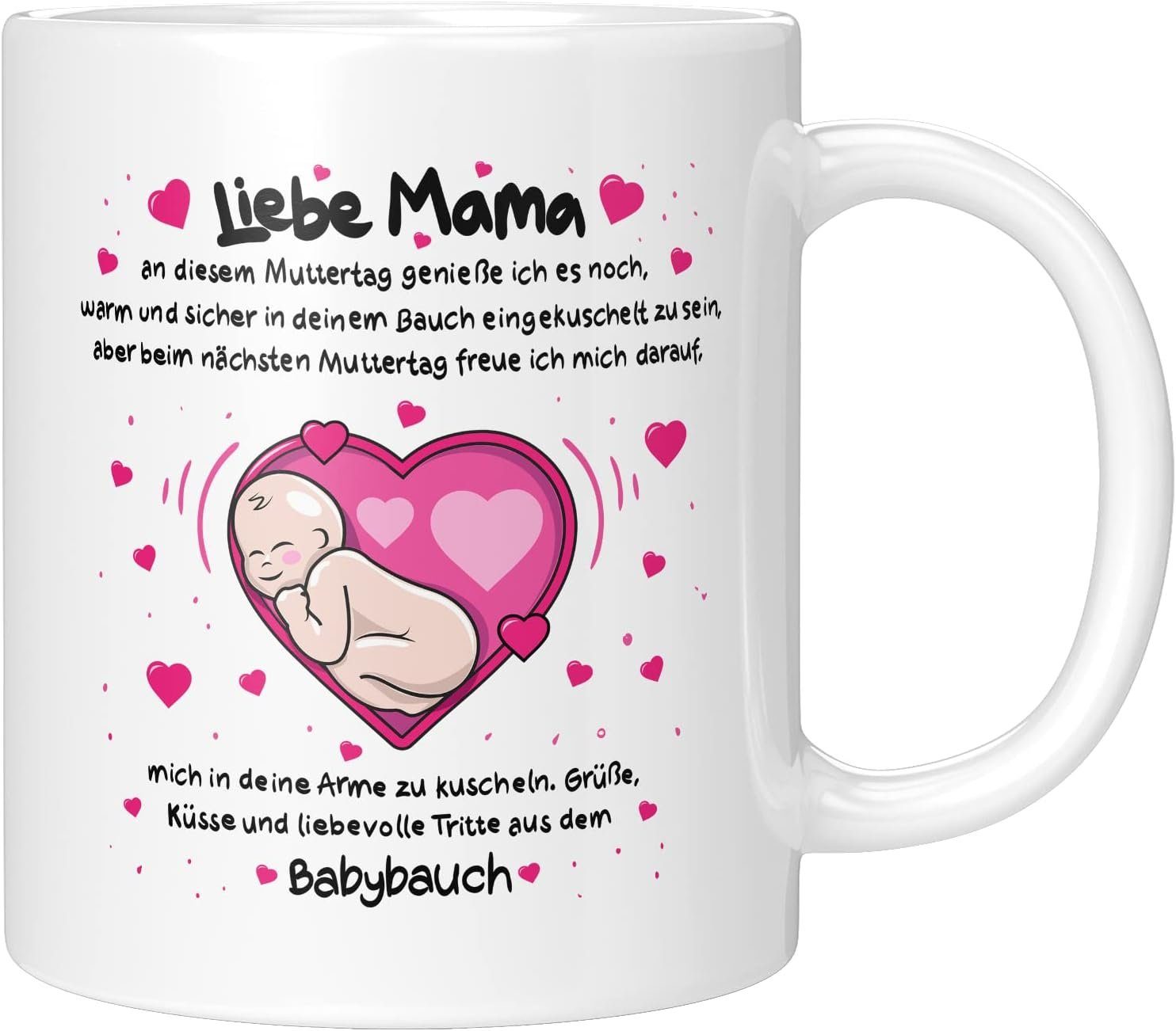 TassenTicker Tasse LIEBTASTISCH - Liebe Mama - Muttertag -Geschenk für eine werdende Mama, 330ml Weiß