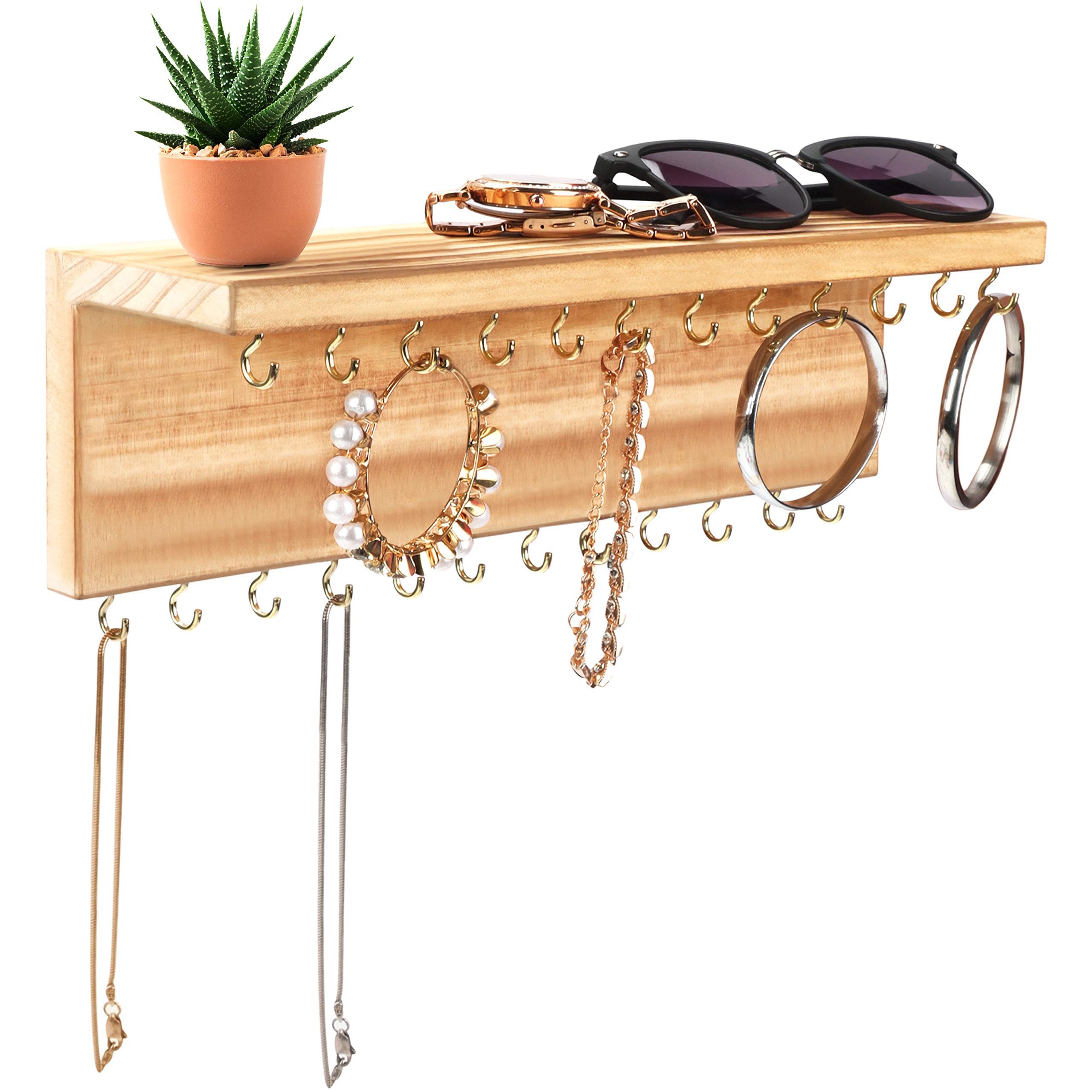 Schmuckschrank Wood Jewelry Organizer with 24 Hooks - L30.3 x W7.3cm