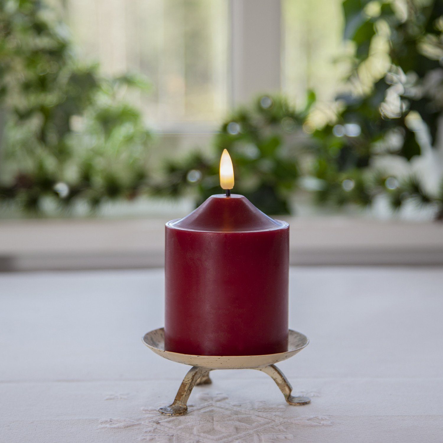 MARELIDA LED-Kerze Stumpenkerze Echtwachs 3D Flamme H: 12cm D: 7,5cm Batter günstig online kaufen