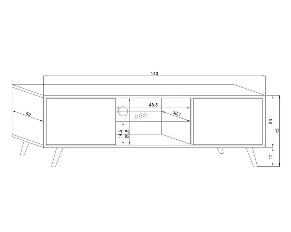 DB-Möbel TV-Schrank Der Schrank Weißgrau Schwarz RTV mit glanz LED Oslo in 140x45cm