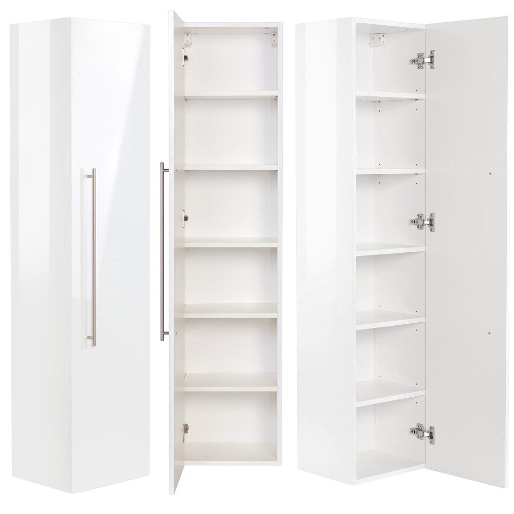Lomadox Hochschrank NEWLAND-02 Badmöbel weiß Hochglanz günstig online kaufen