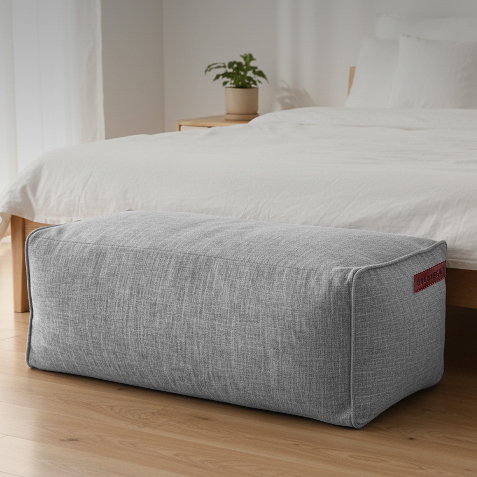 Green Bean Pouf Ottomane Linen (Indoor Sitzhocker Sitzkissen Fußhocker Relax-Sessel, Made in Germany), die ideale Ergänzung zum Sitzsack