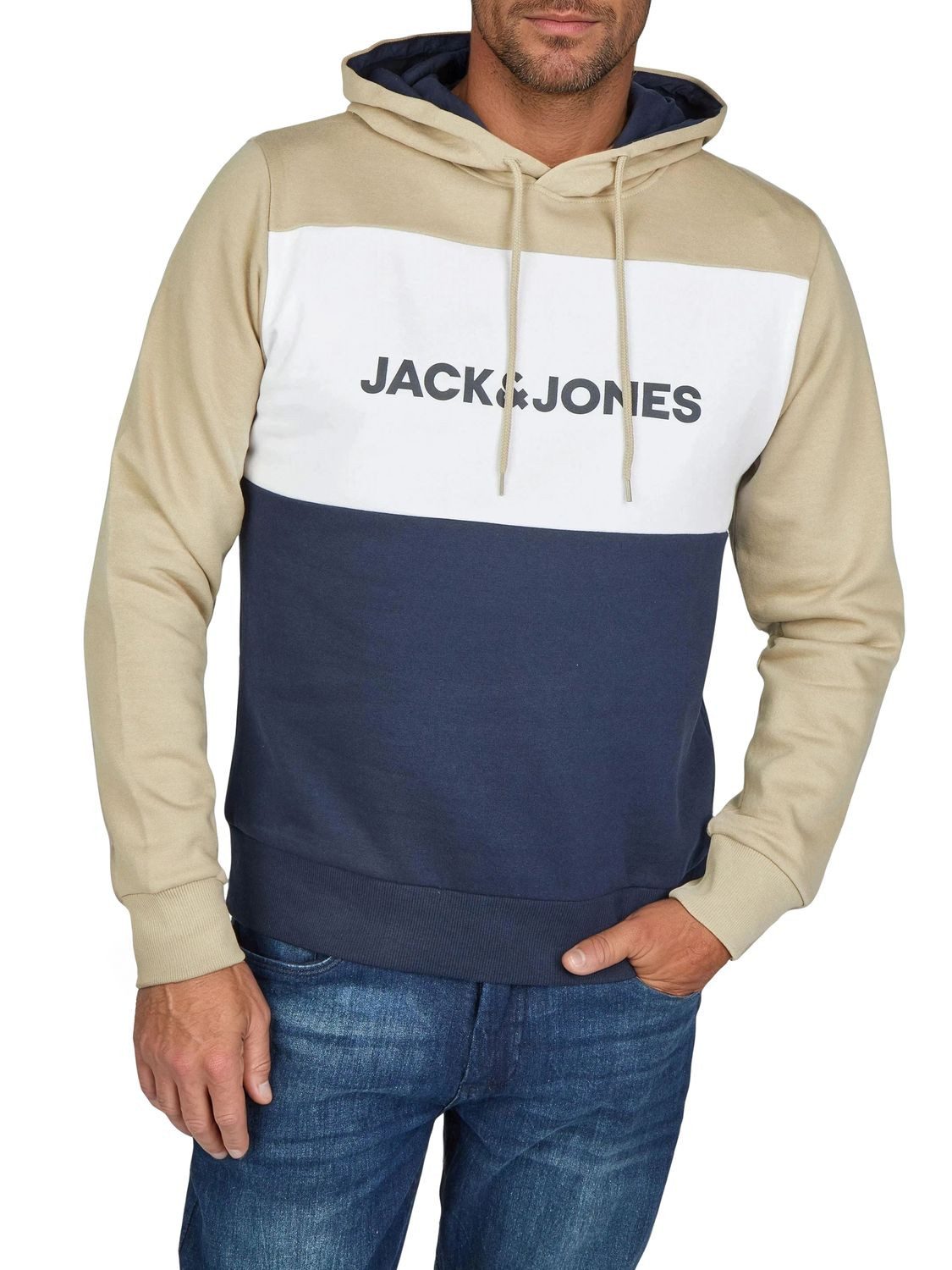 Jack & Jones Kapuzenpullover Herren Hoodie JWHLOGO BLOCKING Regular Fit Sweatshirt mir Kängurutasche