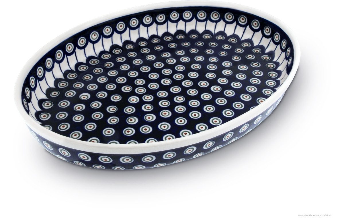 Bunzlauer Keramik Auflaufform Original Bunzlauer Keramik 2,3L Auflaufform oval 35x27x6,5cm Dekor 8, Keramik