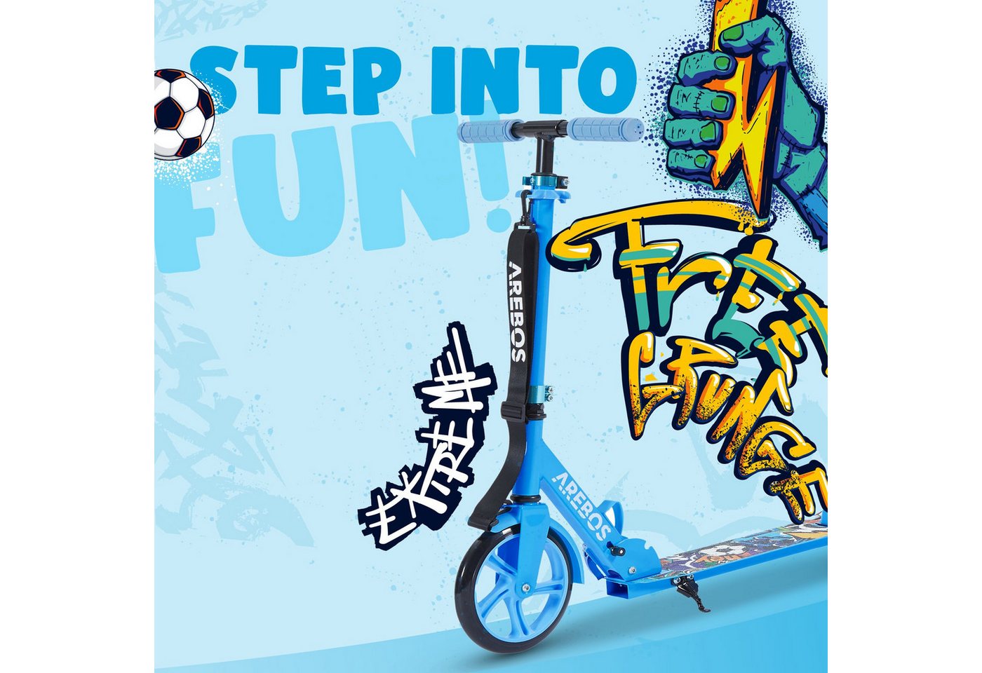 Thumbnail - Arebos Tretroller Kickroller Cityroller Kinderroller Erwachsene Scooter, XXL Rollen, Rutschfestes Trittbrett, Praktische...