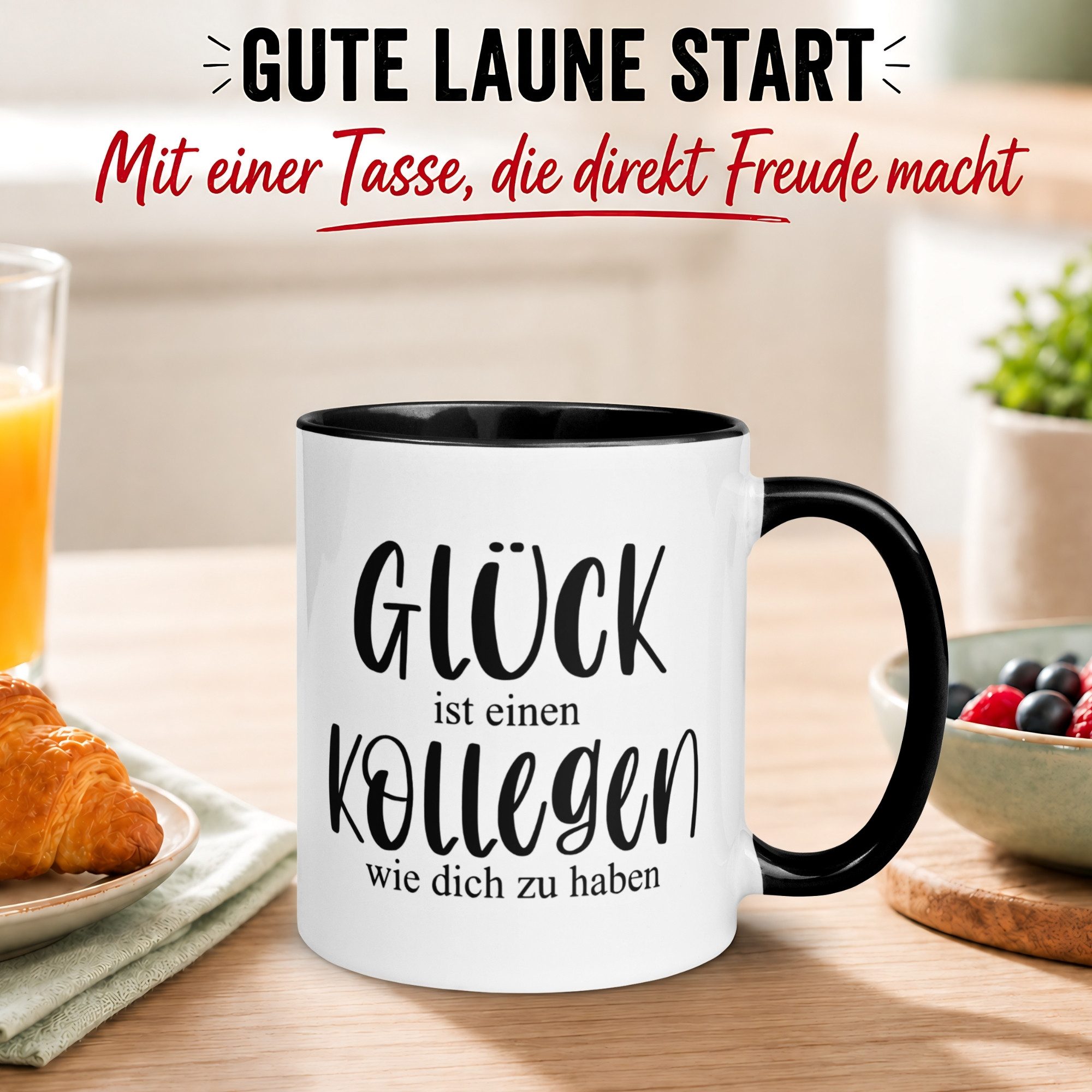 Momentals Tasse Kollege – Glück ist einen Kollegen wie dich zu haben – Arbeitskollege, Gratis Versand · Links-&Rechtshänder · Spülmaschinenfest