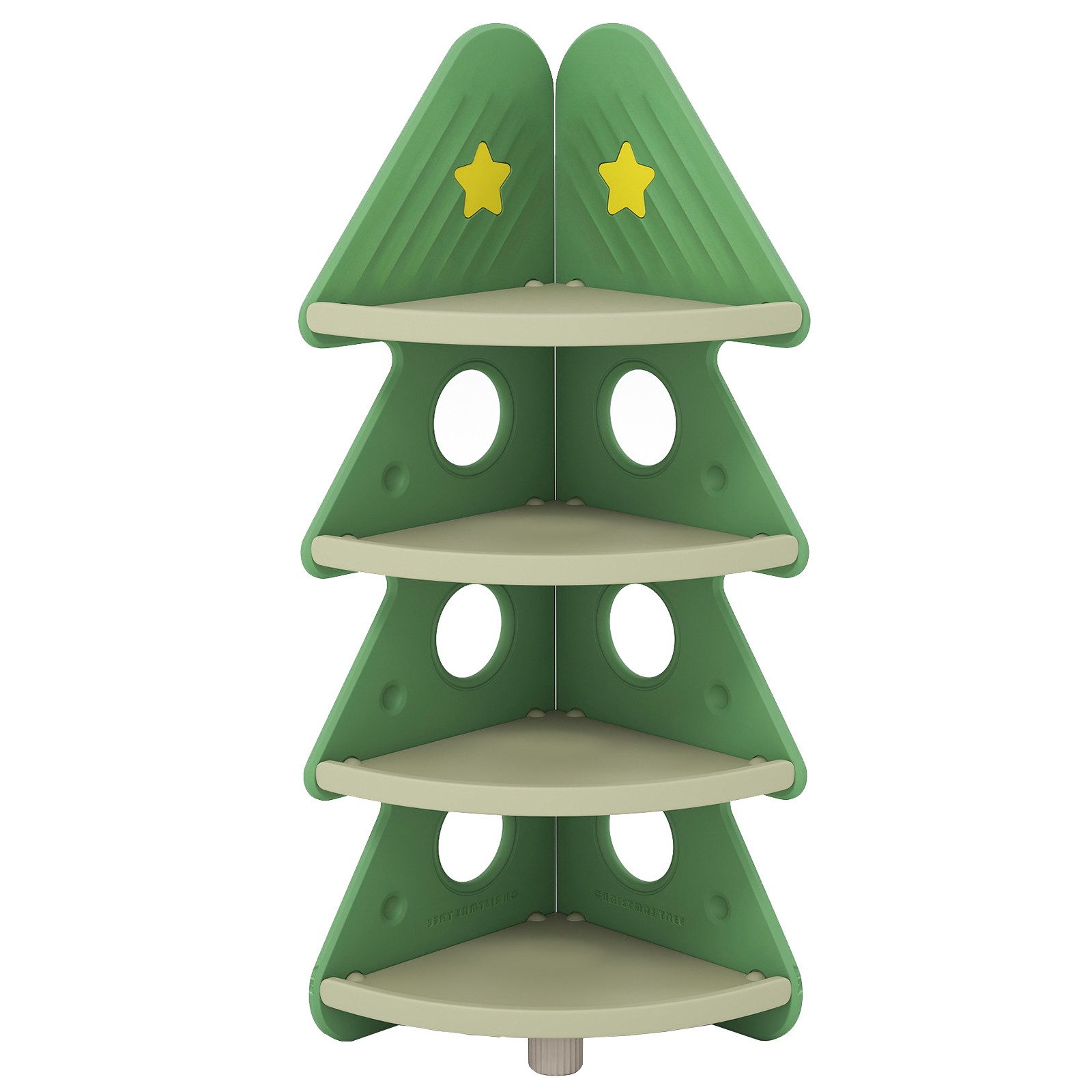 COSTWAY Kinderregal, 4-stöckiges Kinder-Weihnachtsbaum-Eckbücherregal