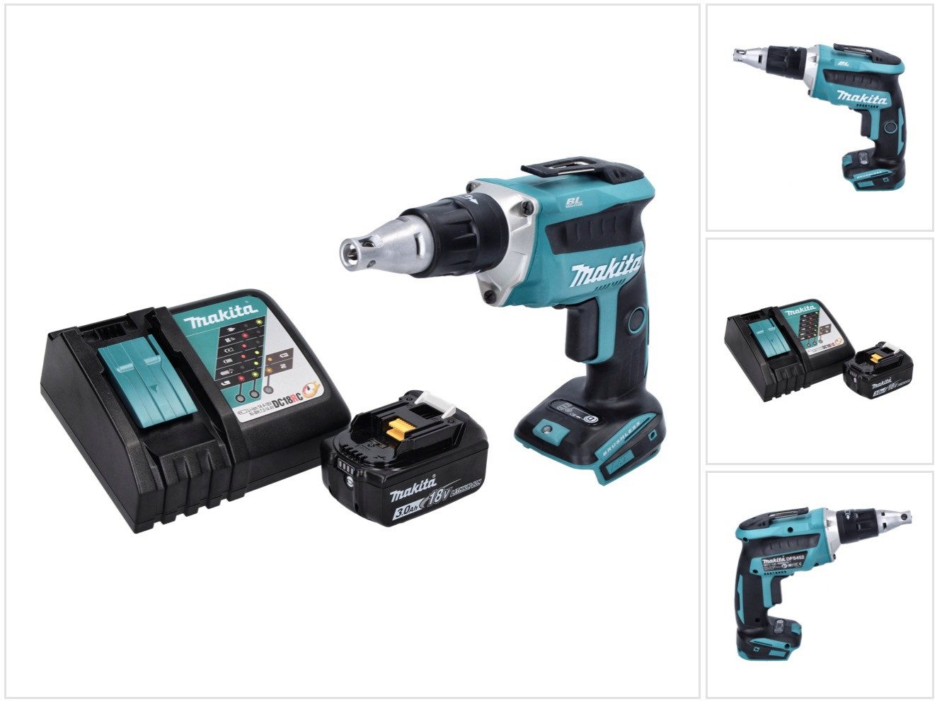 Makita Akku-Trockenbauschrauber DFS 452 RF1 Akku Schnellbauschrauber 18 V Brushless + 1x Akku 3,0 Ah