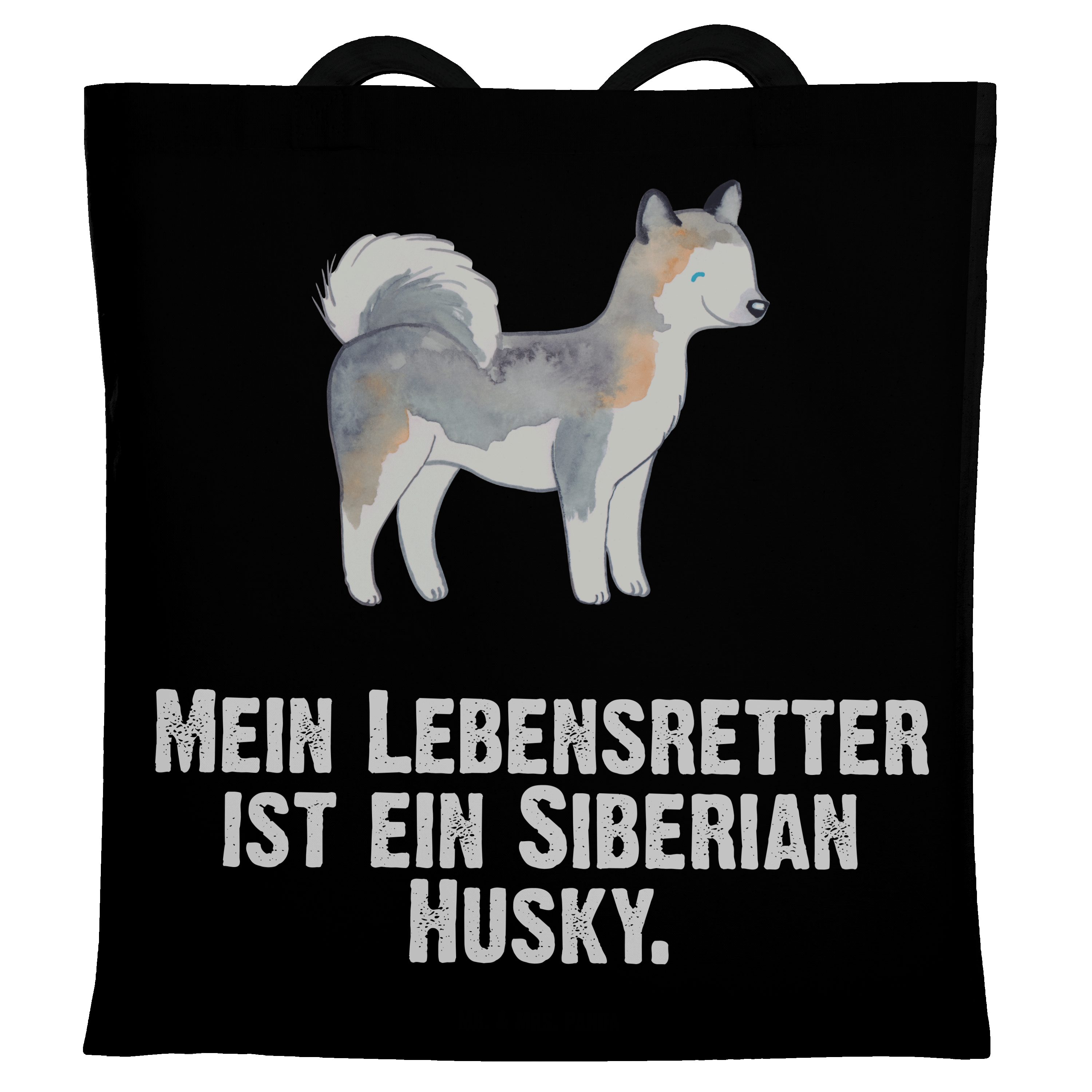 Hunde (1-tlg) Schwarz Mr. Beuteltasche, Geschenk, Mrs. - Siberian Panda Husky Tragetasche - Lebensretter &