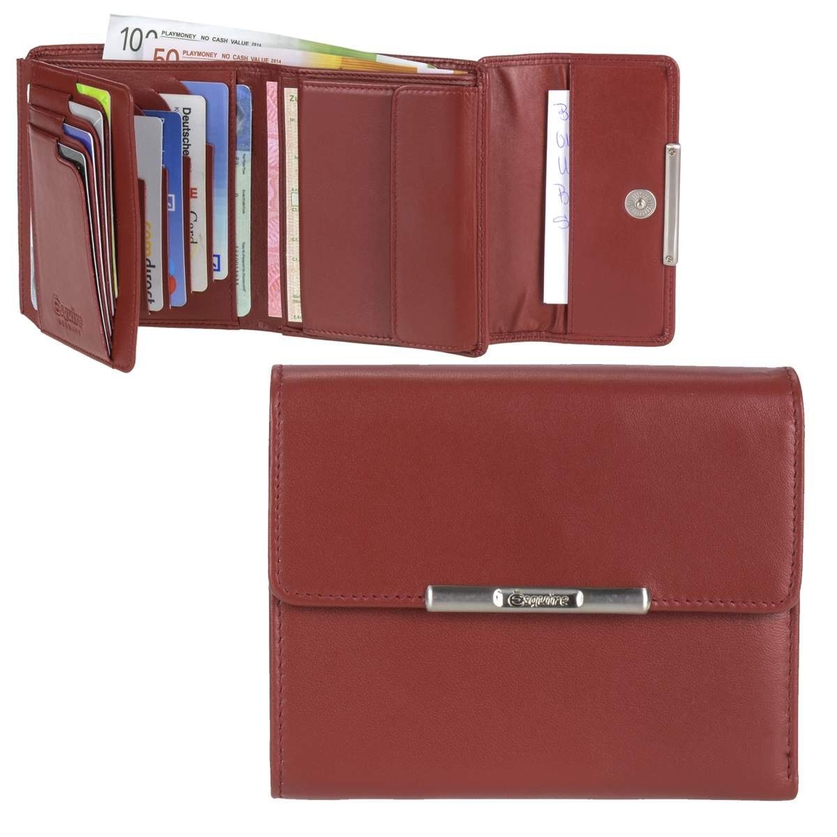 Esquire Geldbörse Helena, Portemonnaie, mit RFID Schutz gegen Datendiebstahl, 12 Kartenfächer rot | Geldbörsen