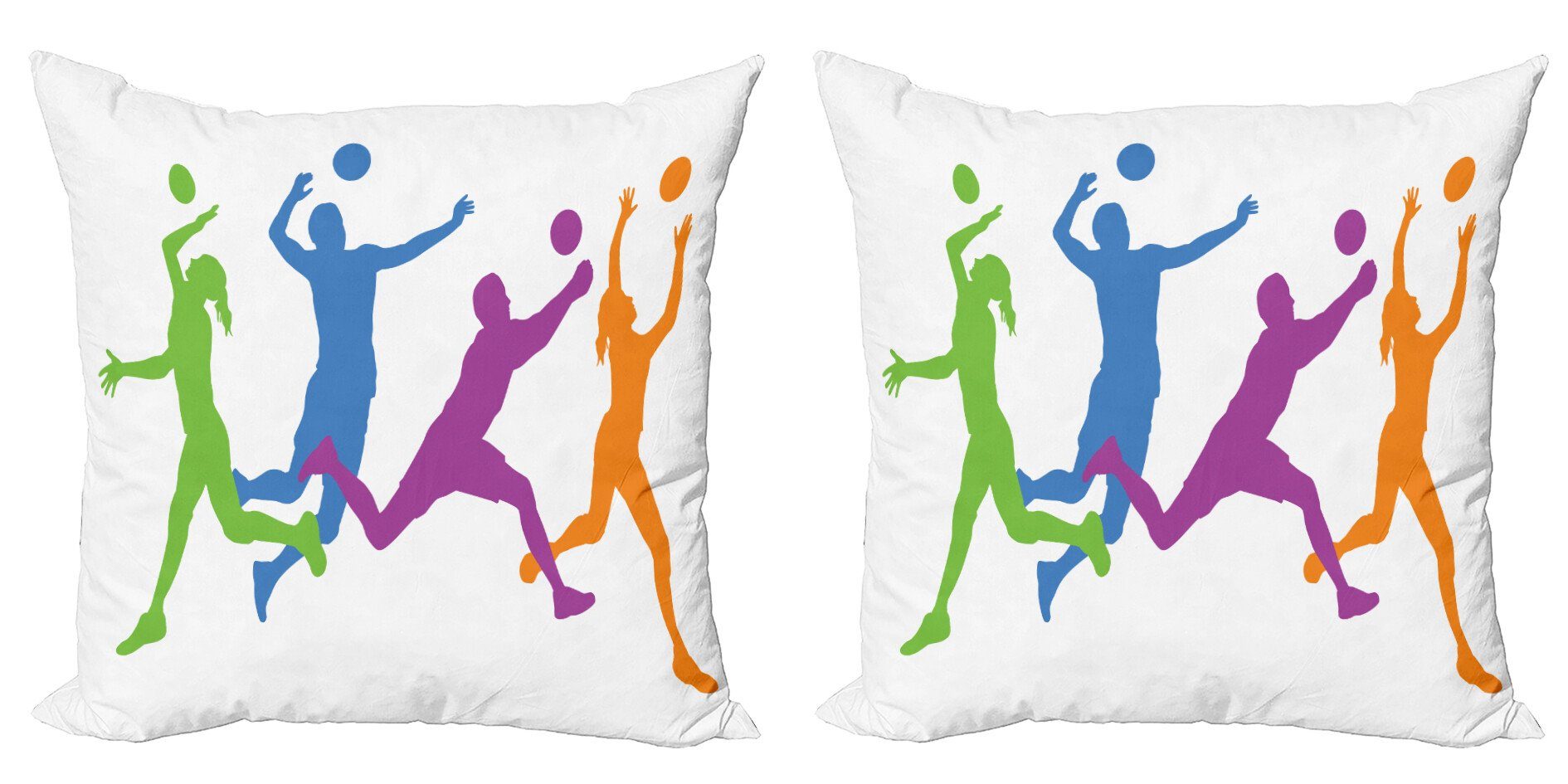 Kissenbezüge Modern Accent Doppelseitiger Digitaldruck, Abakuhaus (2 Stück), Volleyball Mann und Frau Spiel