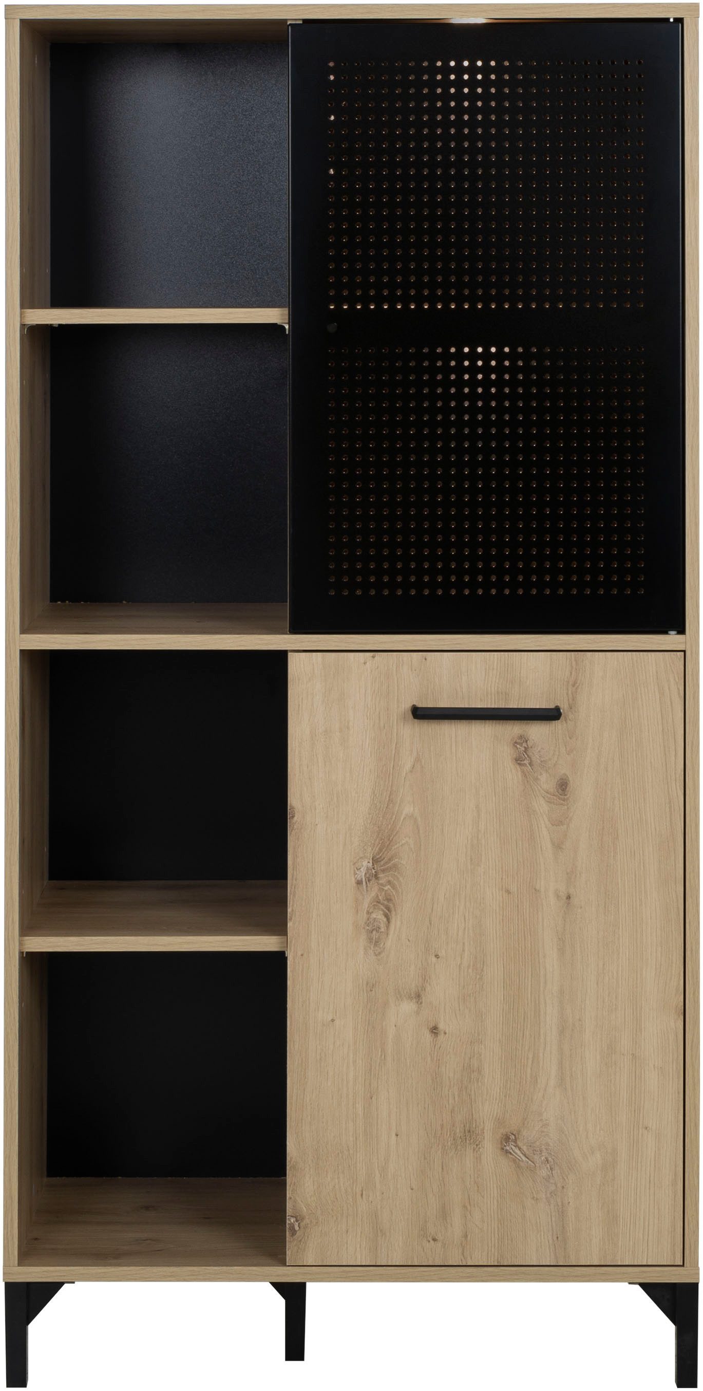 Gami Hochschrank CRAFT Hochchrank mit 2 Türen und 4 offenen Fächern