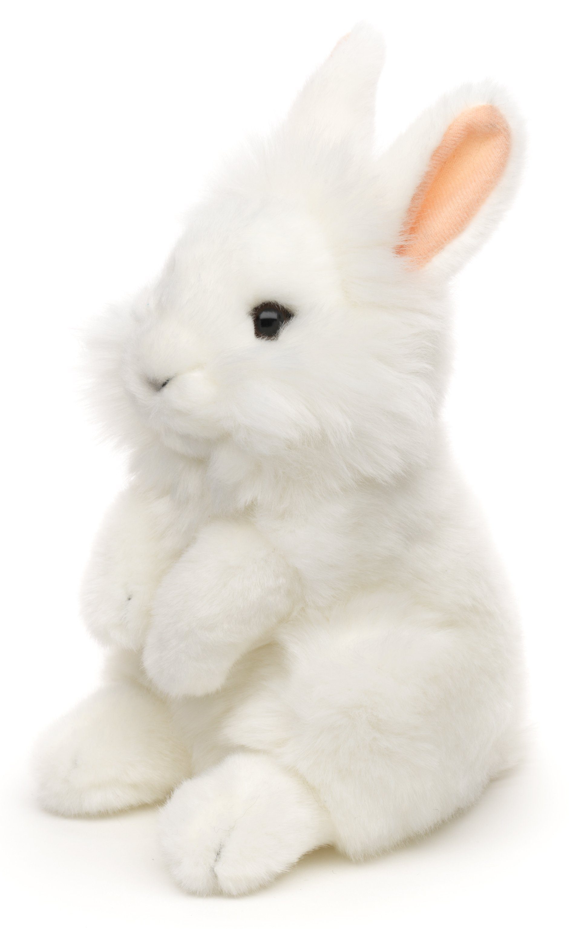 Uni-Toys Kuscheltier Angora-Kaninchen, 18 cm - versch. Modelle - Plüsch-Hase, Plüschtier, zu 100 % recyceltes Füllmaterial Weiß