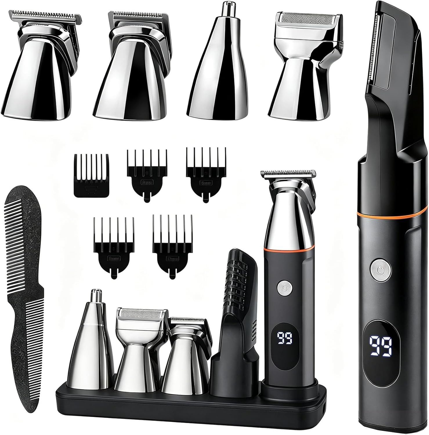 AIMAX Haarschneider Haarschneidemaschine 6-in-1, Haarschneider & Barttrimmer Herren, Multifunktionstrimmer mit Digitalanzeige, 5 Führungskämme & Basis