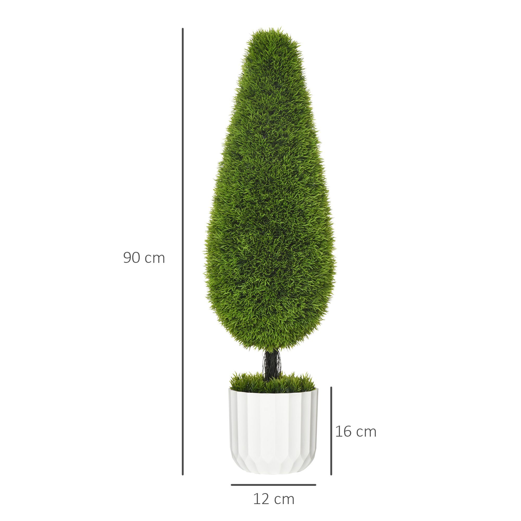 Kunstpflanze 90 Kunstbaum Höhe im Zementtopf Pflanze, Künstliche HOMCOM, Zypresse, cm,