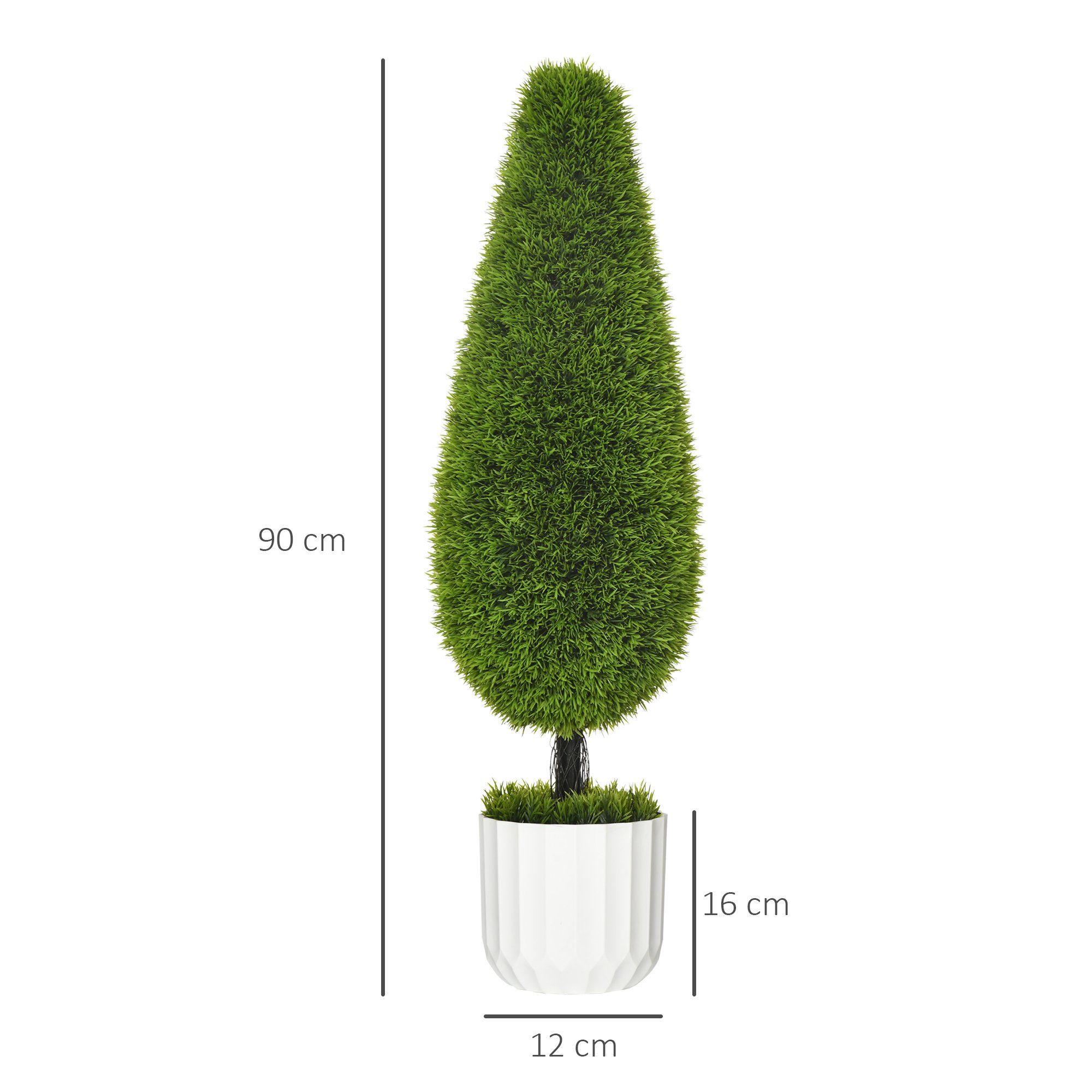 Kunstpflanze Zimmerpflanze mit Kunstmoos für Indoor, Outdoor Zypresse, HOMCOM, Höhe 90 cm, im Zementtopf