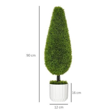 Kunstpflanze Künstliche Pflanze, Kunstbaum Zypresse, HOMCOM, Höhe 90 cm, im Zementtopf