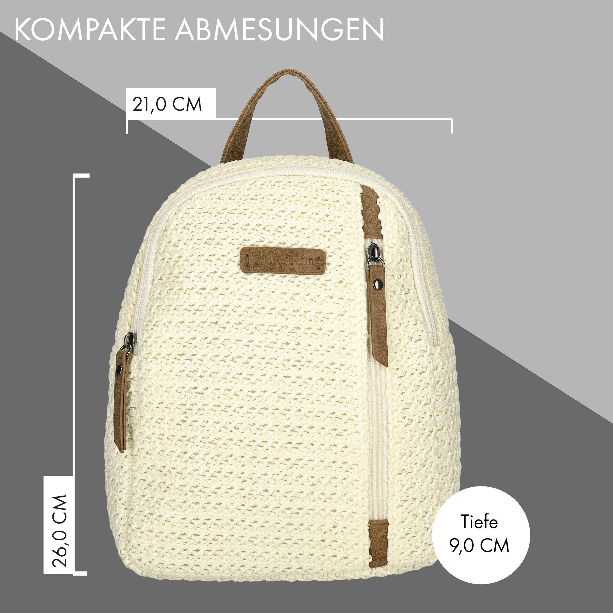 Enrico Benetti Freizeitrucksack Rucksack Damen klein - Cityrucksack - Freizeitrucksack leicht (mit verstellbaren Schultergurten, Freizeitrucksack leicht), aus Polyester in toller Bastoptik