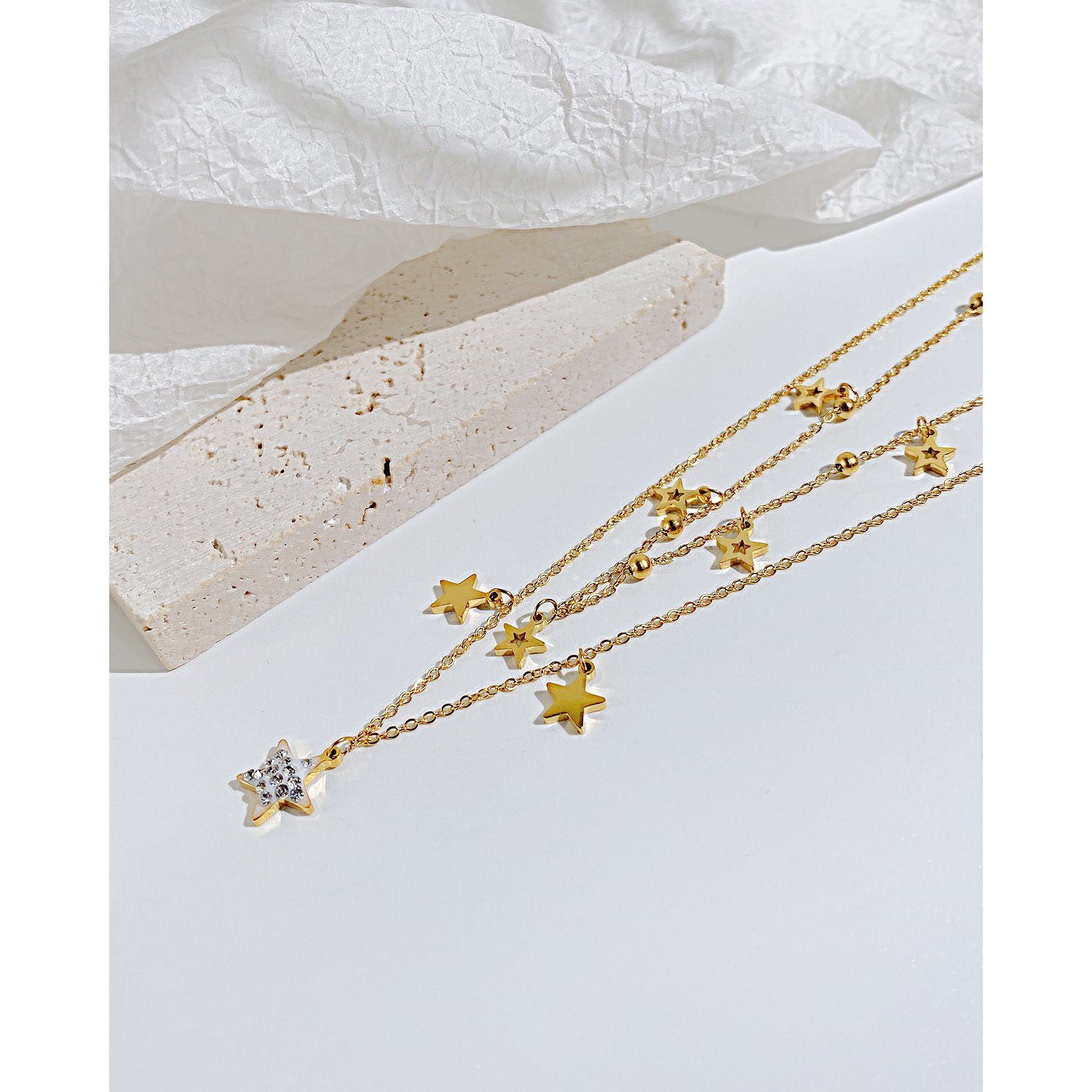 COLLEZIONE ALESSANDRO Kette mit Anhänger Stella, mit kleinen Glassteinen – Bild 3 von 4
