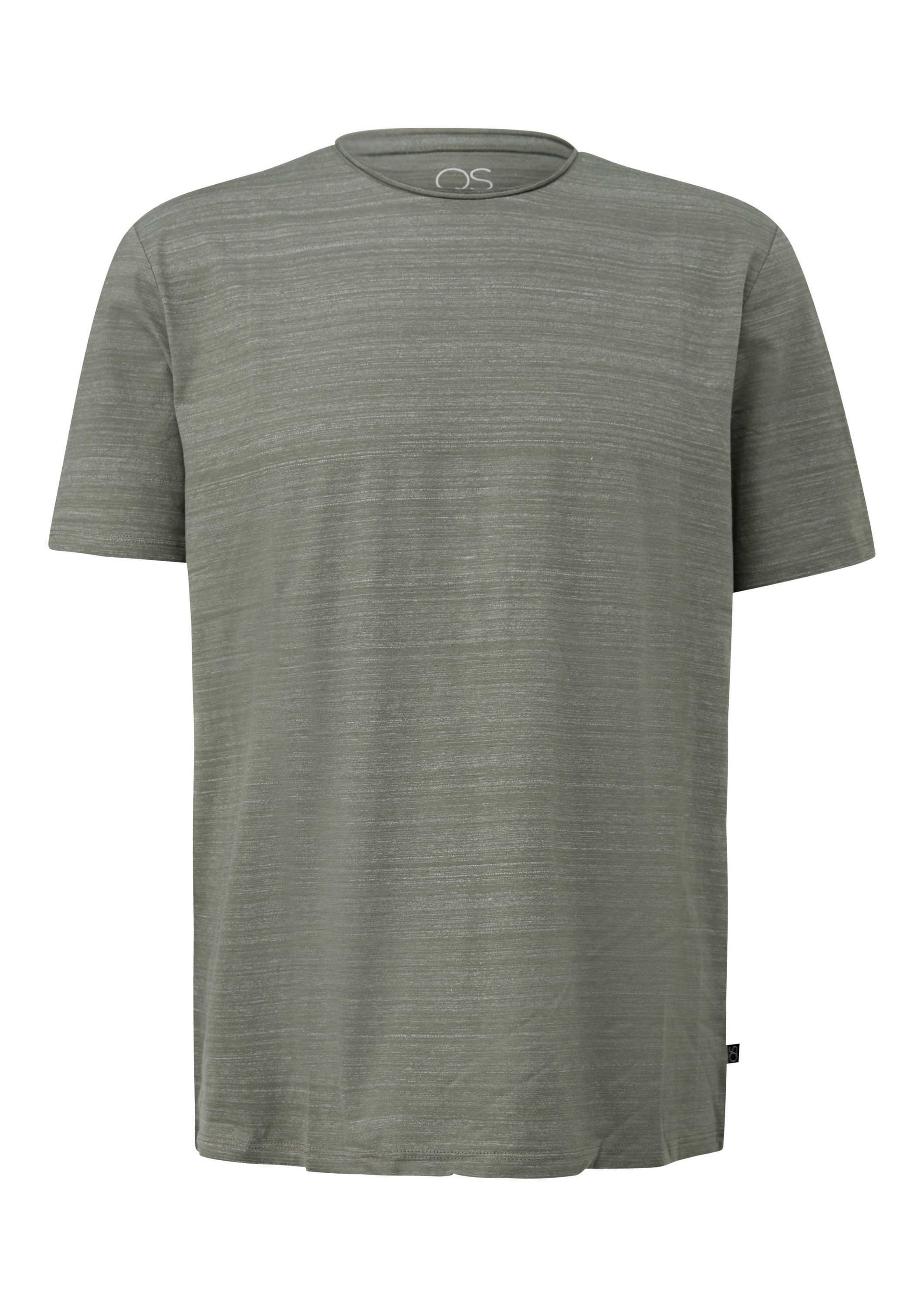 QS Kurzarmshirt T-Shirt Baumwollshirt mit Melangeeffekt und Rollkante günstig online kaufen