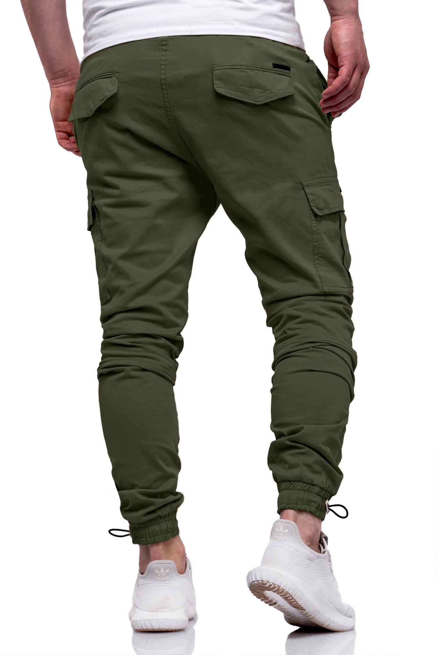 DAILY COTTON Cargohose mit elastischem Bund Slim-Fit Herren Jogger-Hose Jeans mit Gummibund & Cargo-Taschen Pants