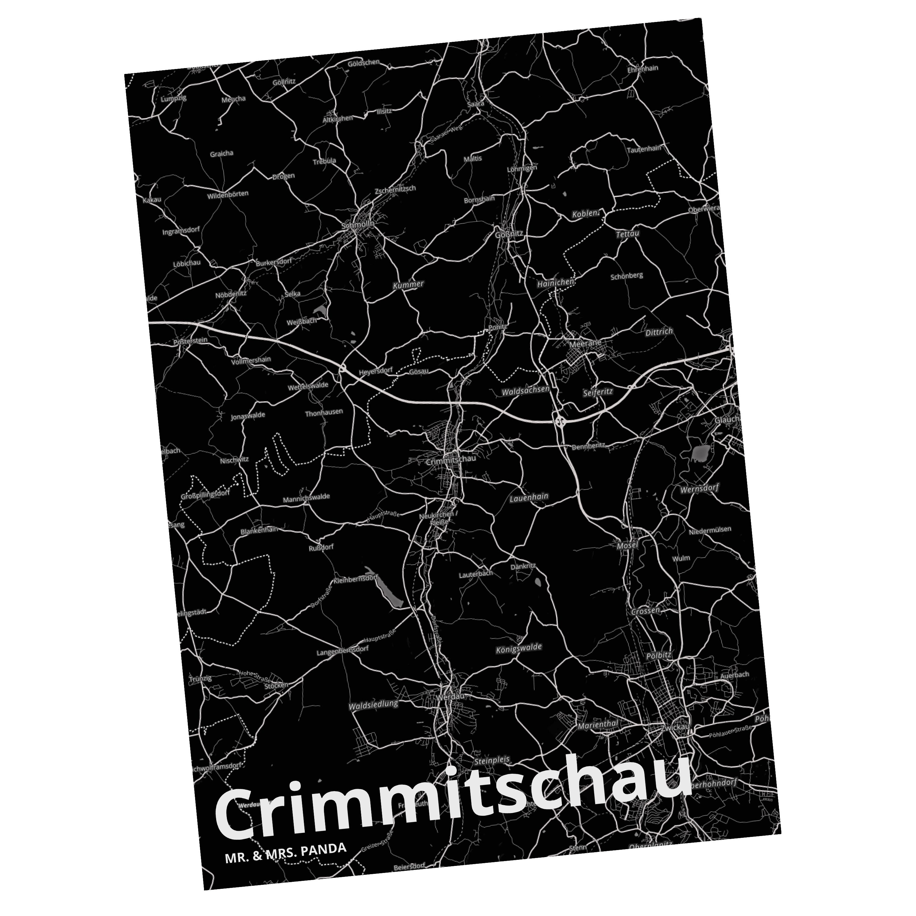 Crimmitschau - Mrs. Geschenk, Panda Stadt, Dorf Stadt Ort, Dorf, Geschenkkarte, Postkarte & Mr.