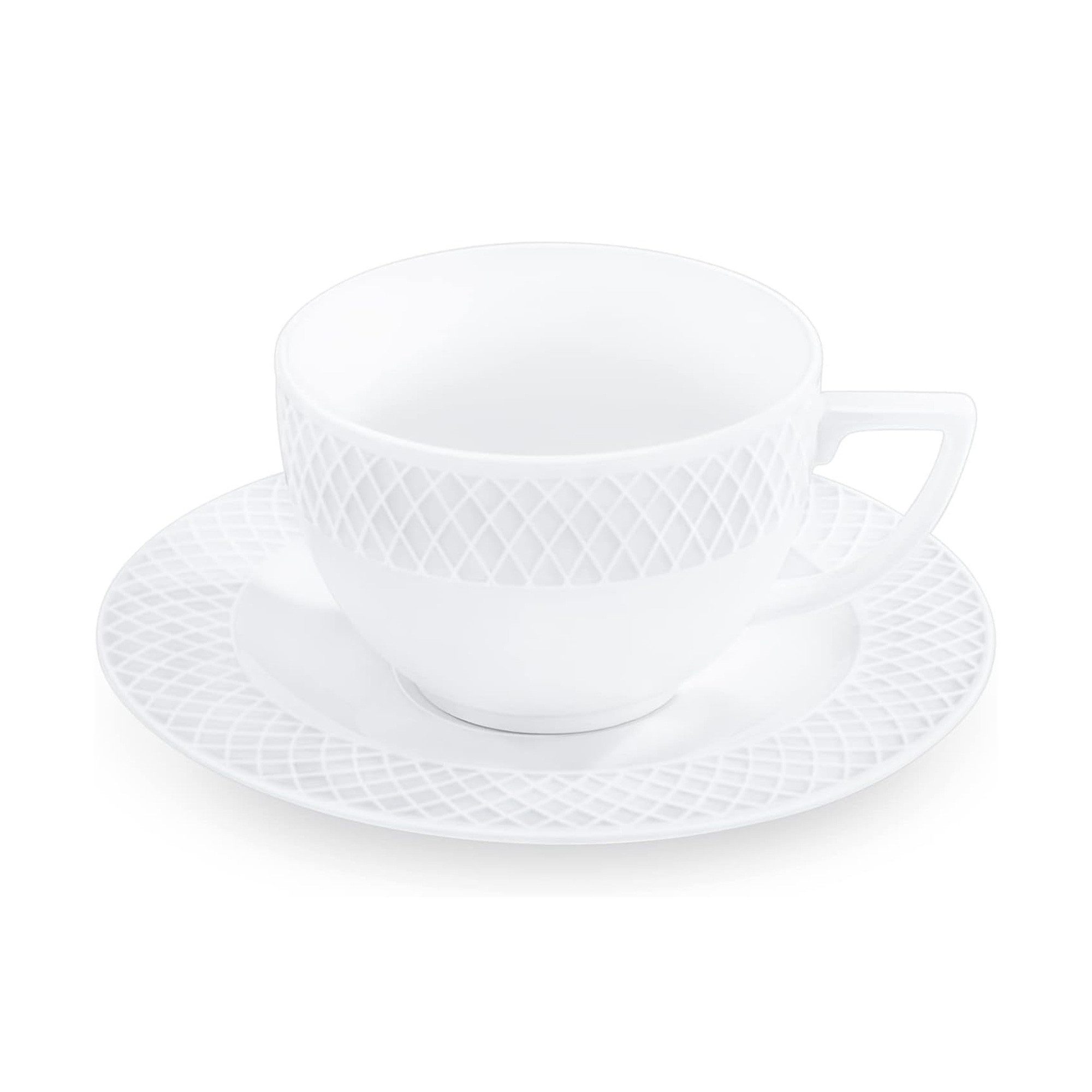 Wilmax England - Deutschland Cappuccinotasse Julia Diamond 6x Cappucino Tasse + 6x Untertasse, 6-tlg., Porzellan