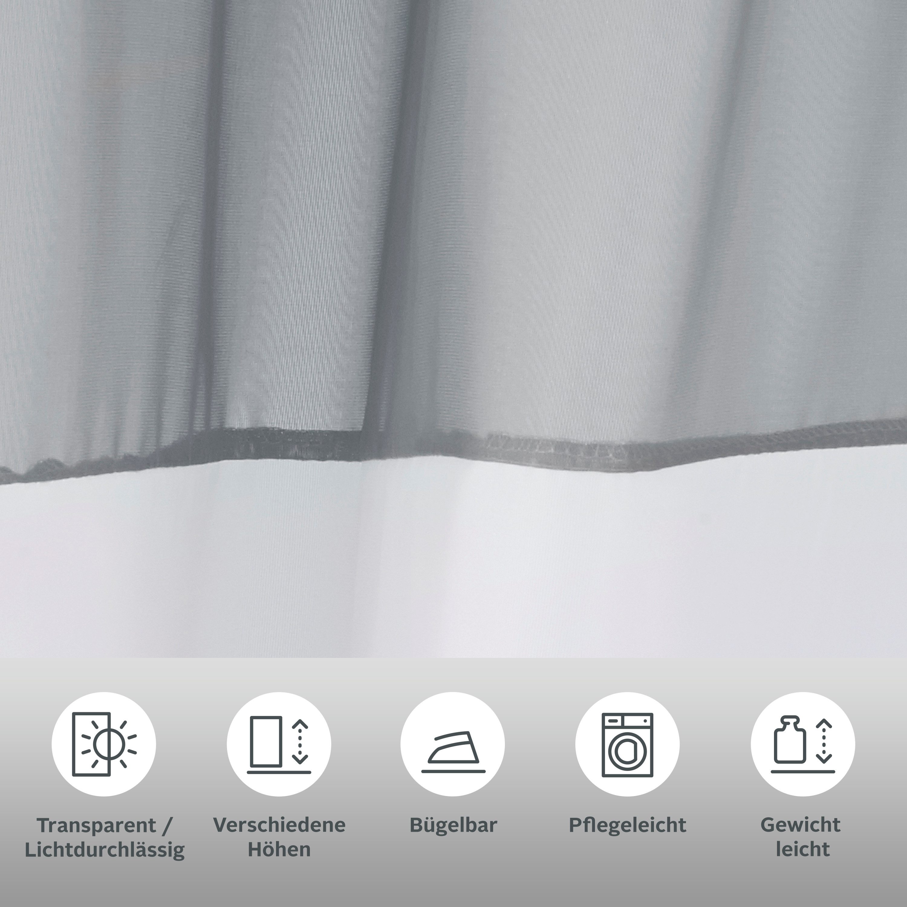 OTTO home Gardine Villars (2 St), Ösen, transparent, Voile, Vorhang, Fertiggardine, inkl. 2 Raffhalter, transparent, 2-er Set